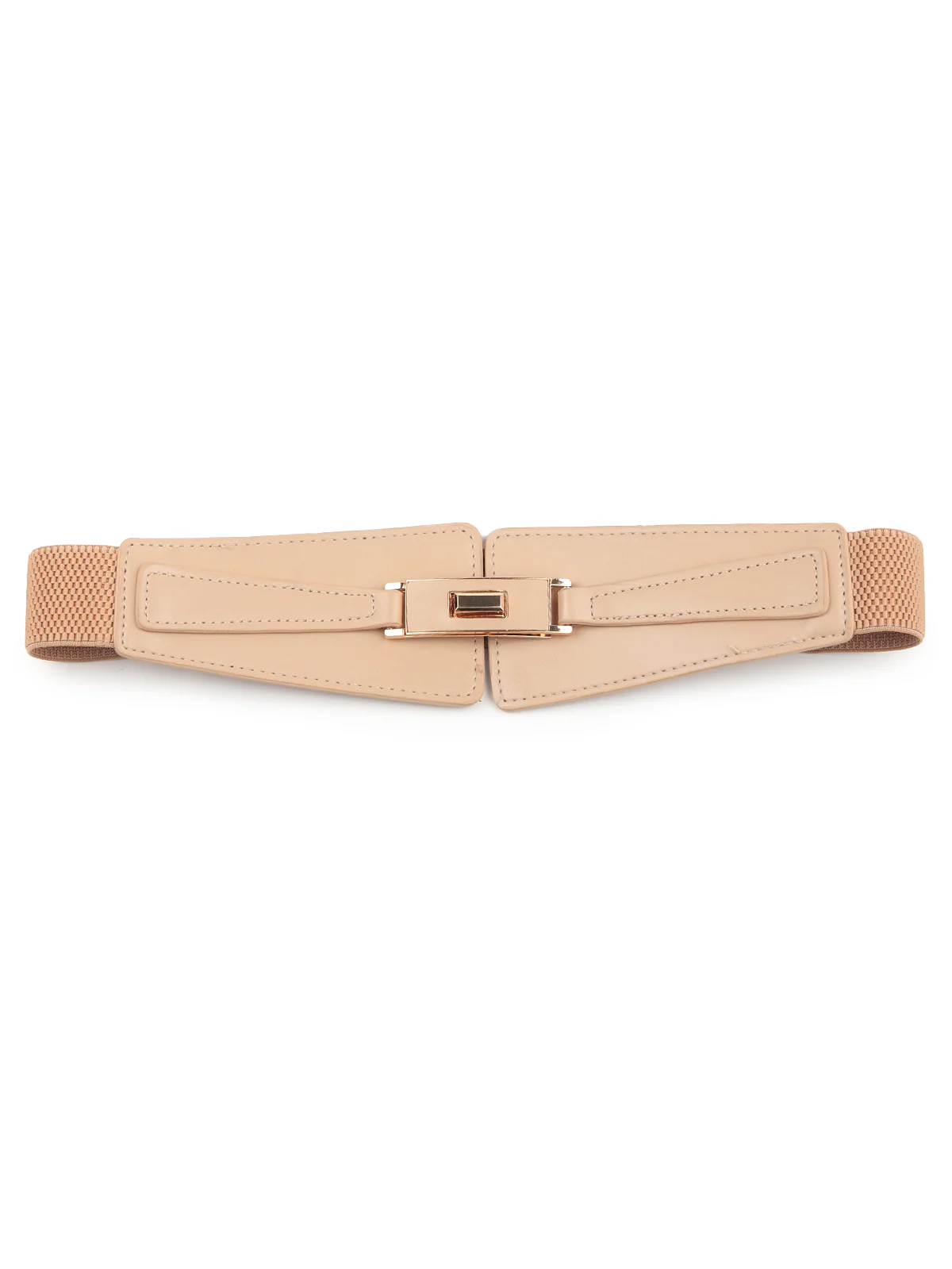 Odette Women Beige Elastane & Faux Leather Belt - Image 3