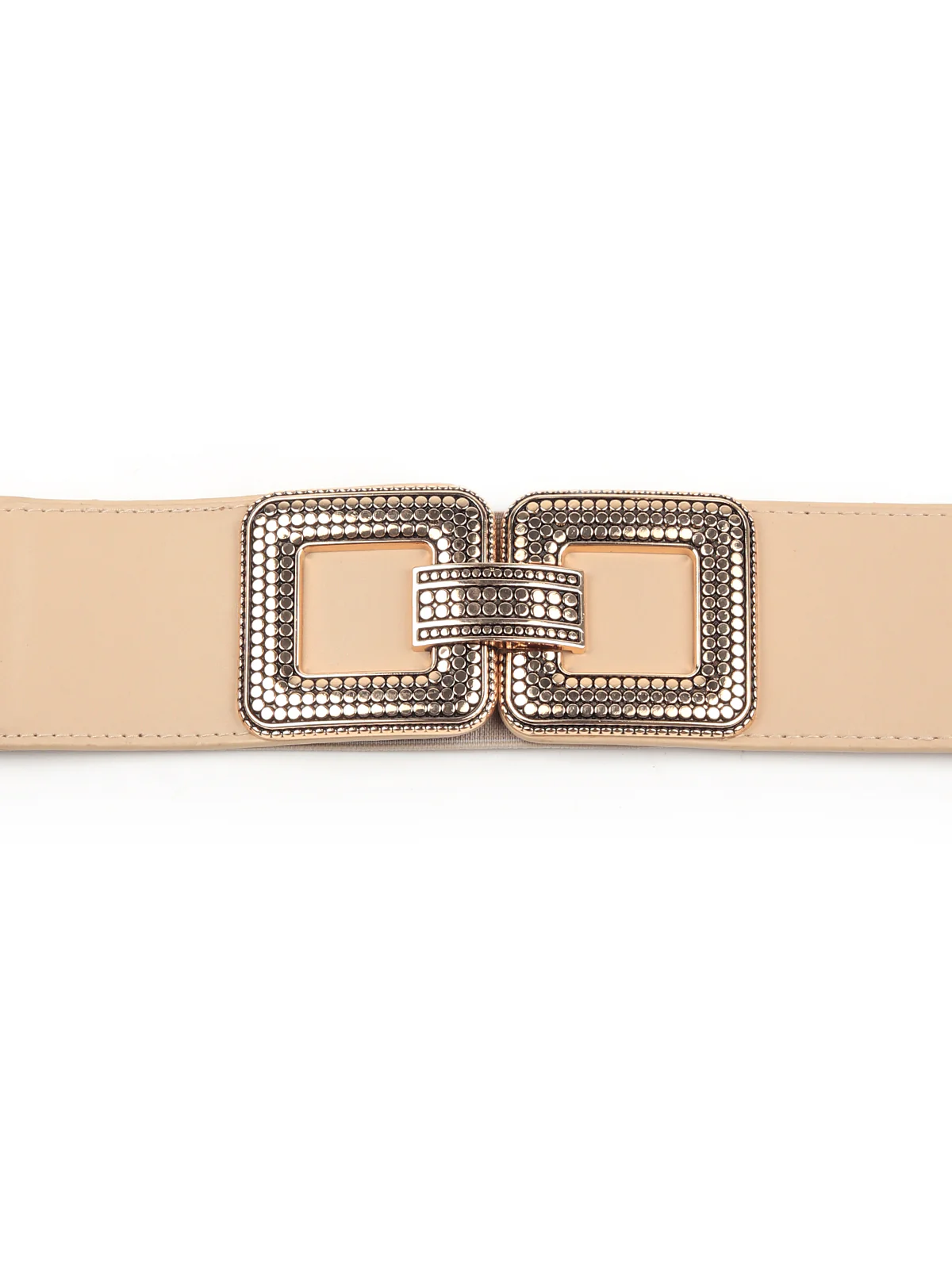 Odette Women Beige Elastane & Faux Leather Embellished Belt - Image 6