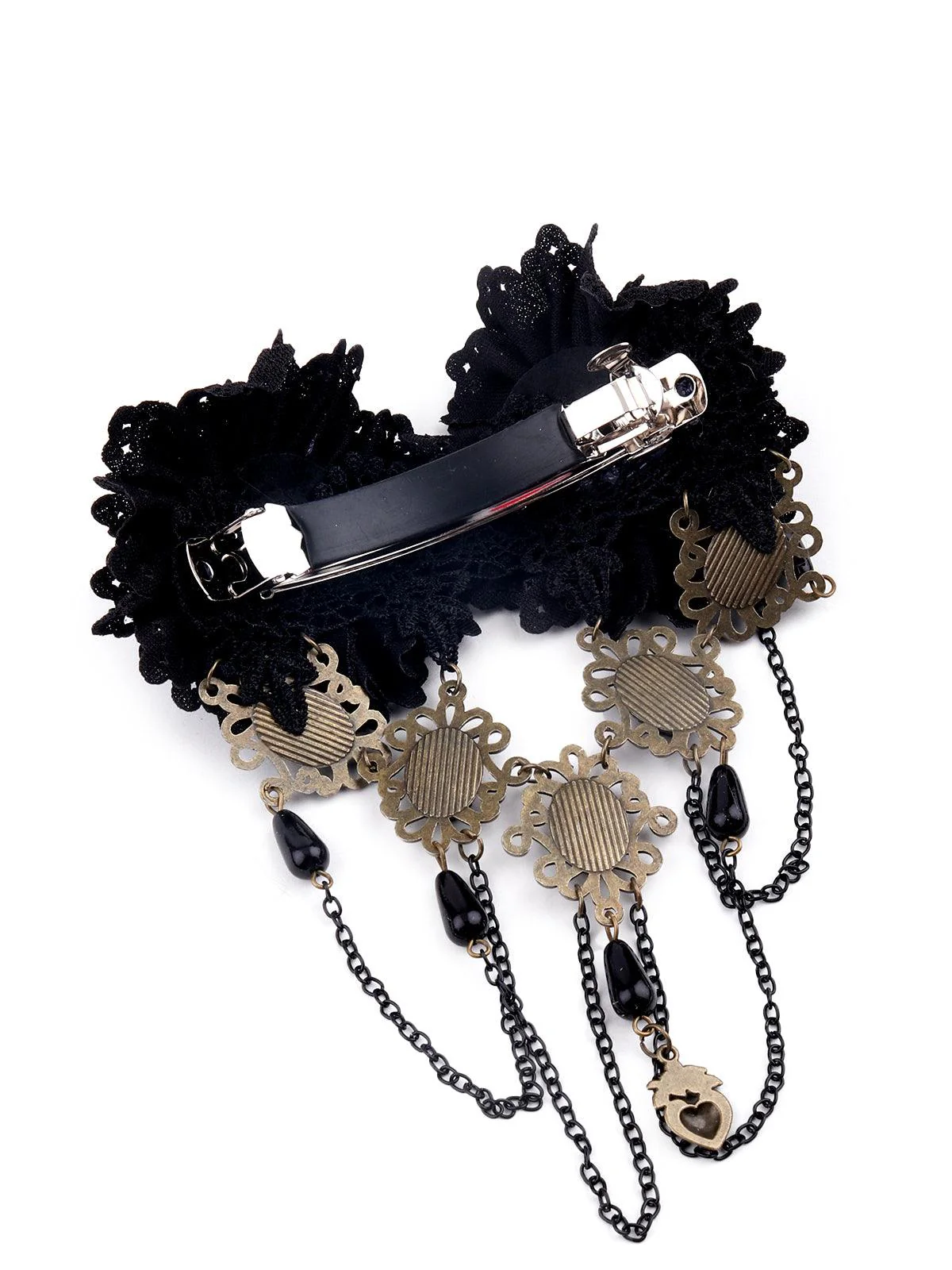 Odette Black Double Lace Rose Brooch For Women - Image 4
