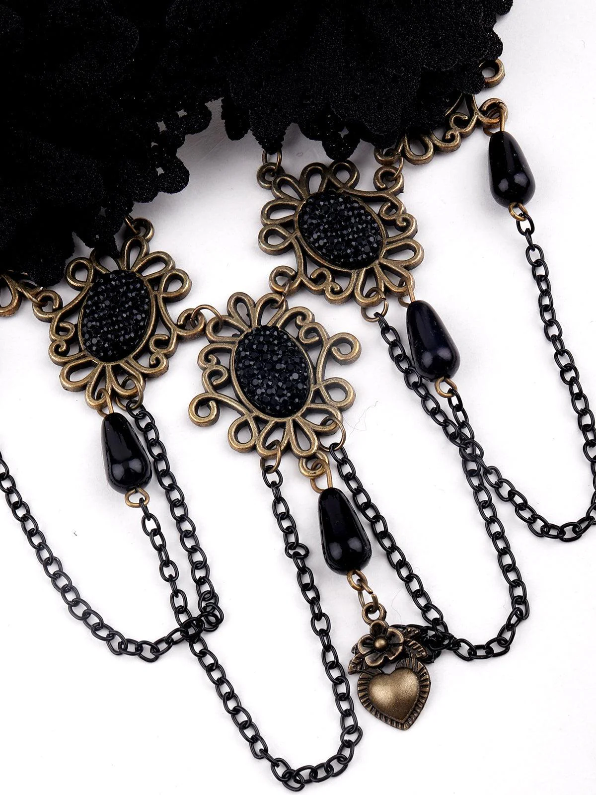 Odette Black Double Lace Rose Brooch For Women - Image 5