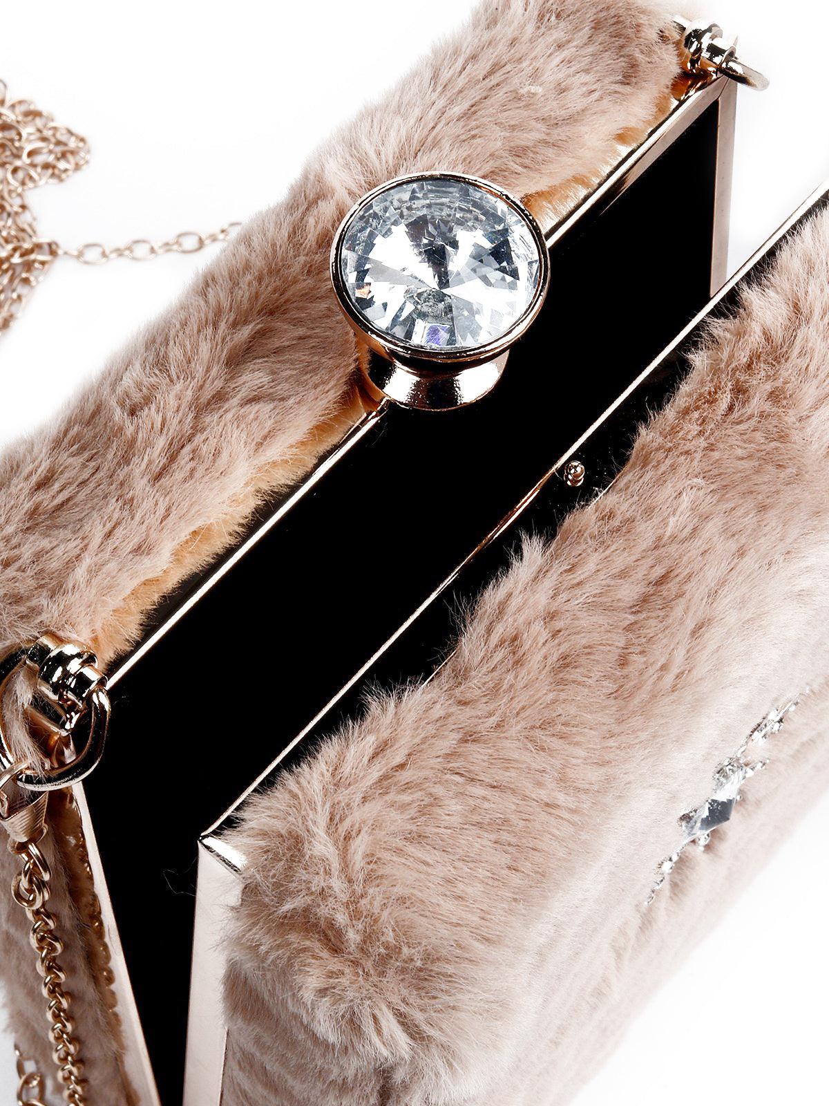 Odette Women Peach Faux Fur Bag - Image 7