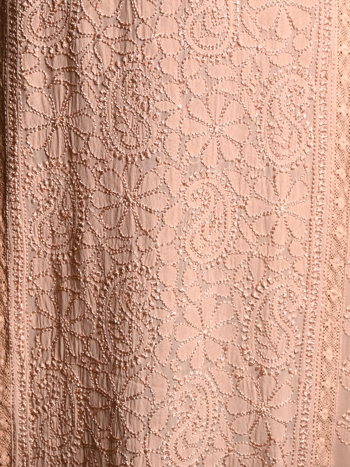 Odette Women Beige Georgette Chikankari Embroidered Stitched Kurta Set - Image 5