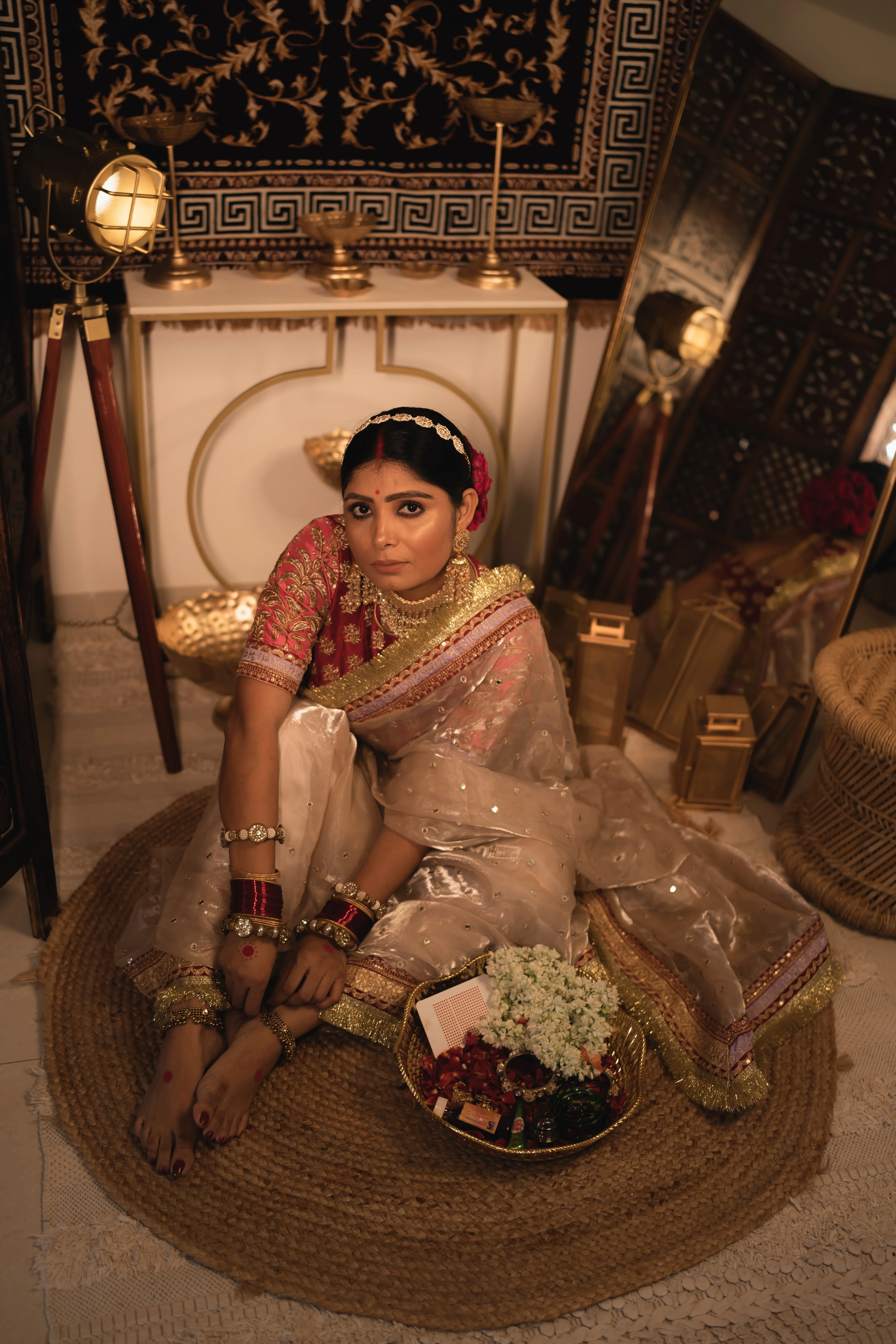 Odette Women Beige Organza Saree With Unstitched Blouse - Image 8
