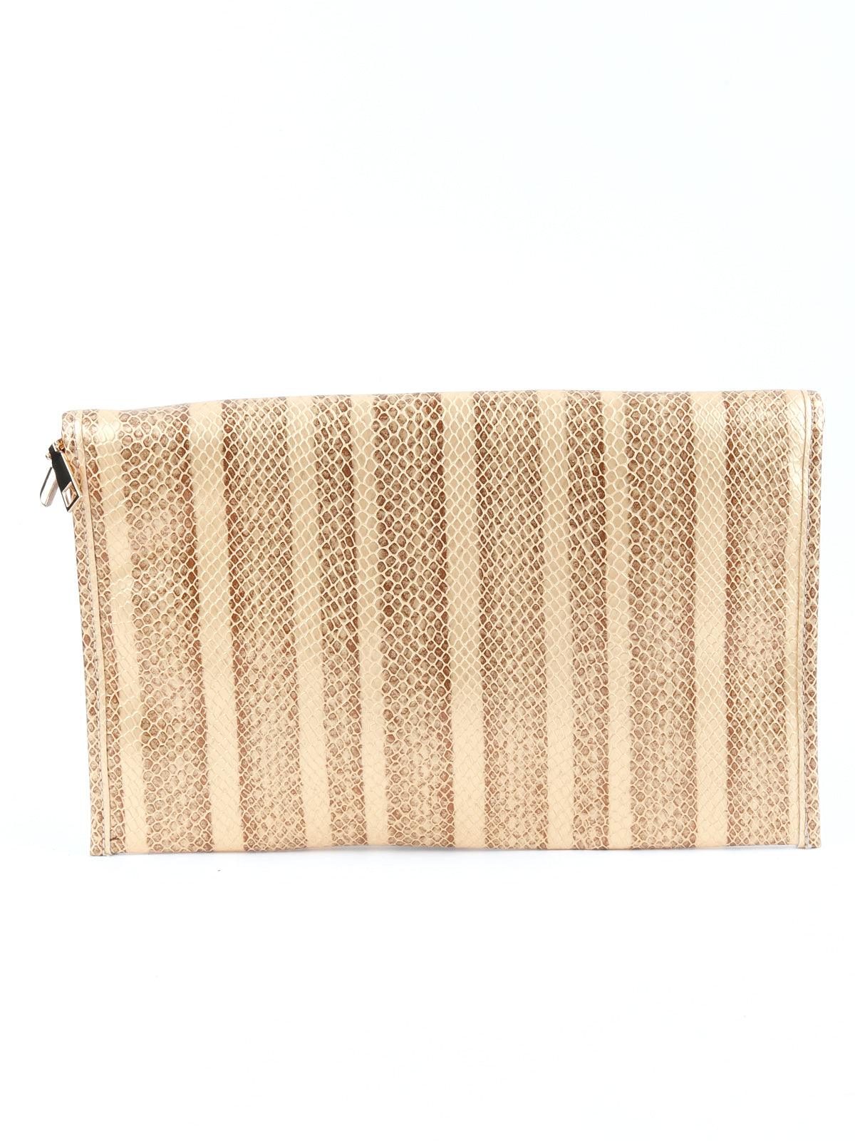 Odette Women Beige Printed Envelope Sling Bag - Image 4
