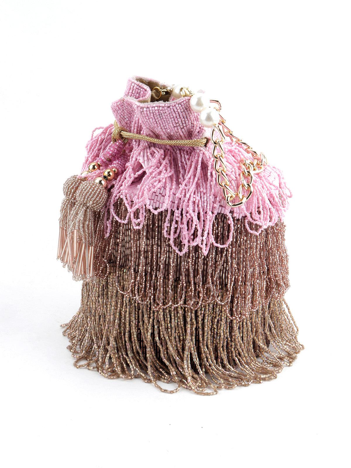 Odette Women Beige Sequin Clutch - Image 3
