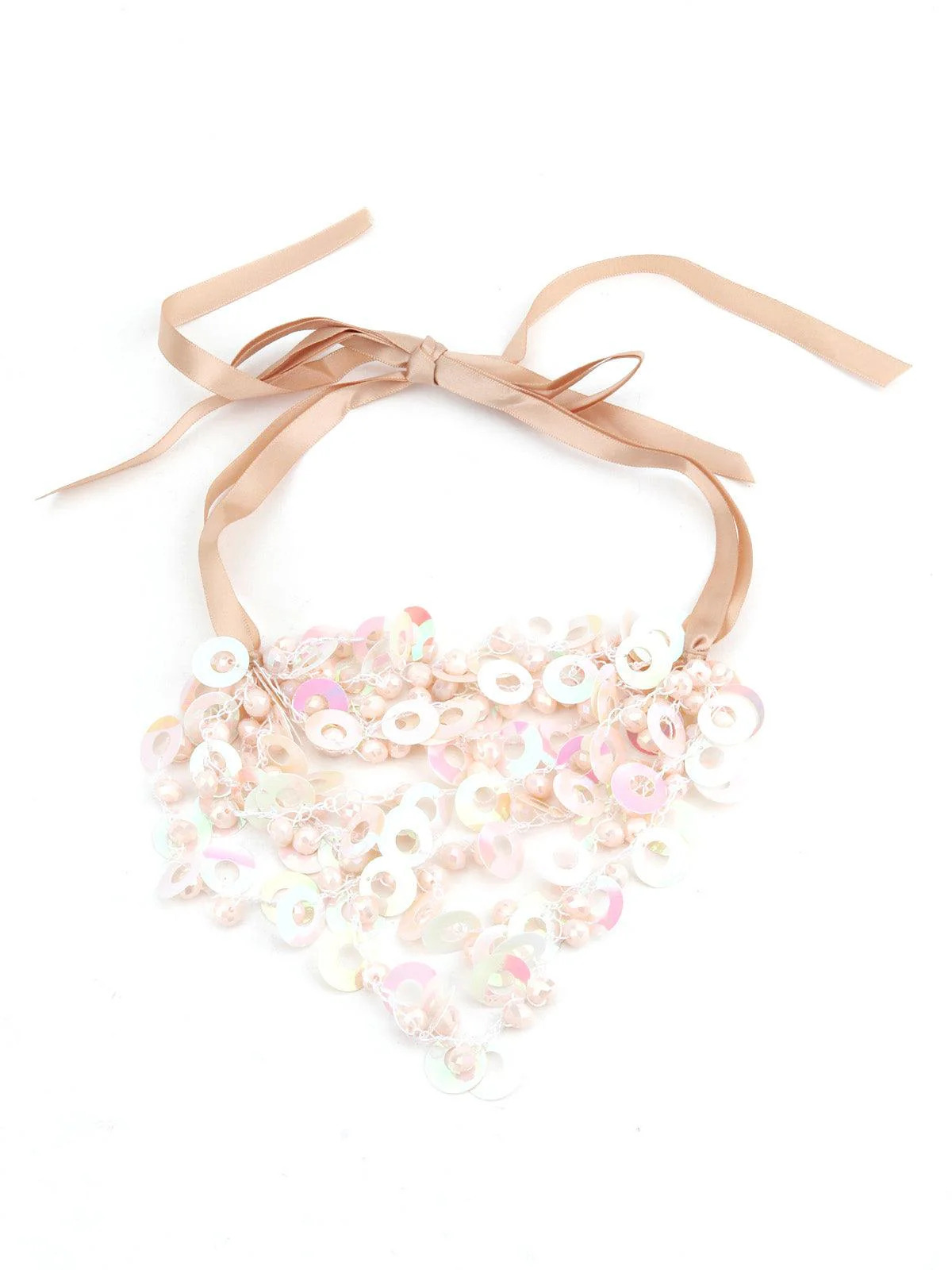 Odette Women Beige Sequin Trendy Layering Necklace - Image 3