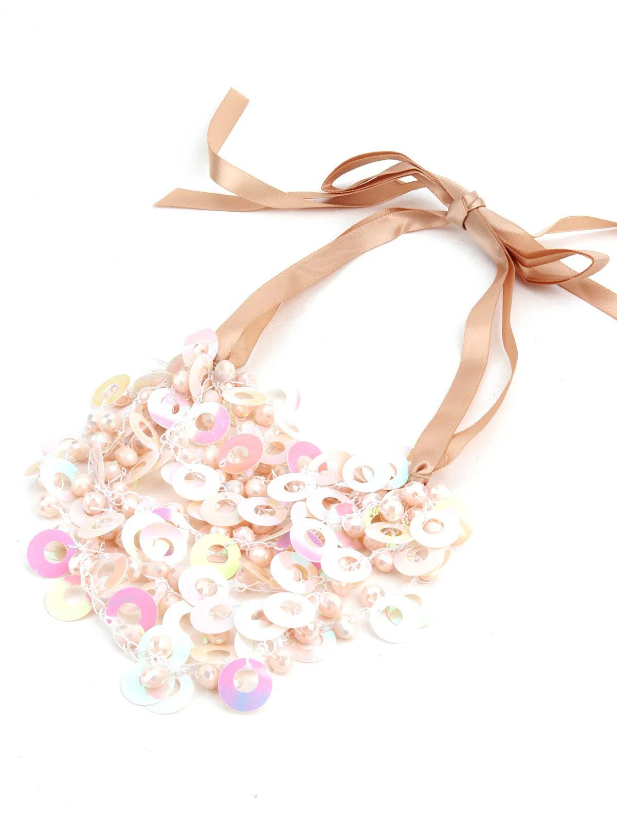 Odette Women Beige Sequin Trendy Layering Necklace - Image 4