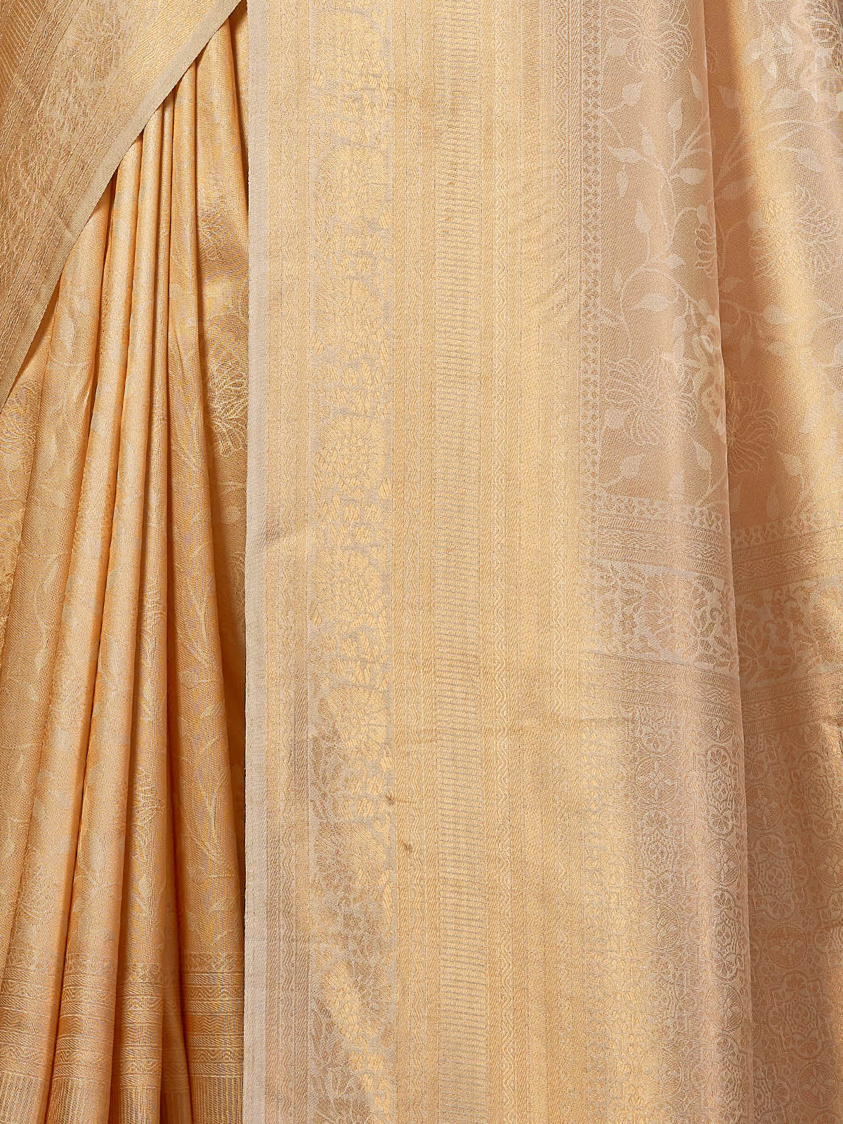 Odette Women Beige Silk Blend Woven Saree With Unstitched Blouse - Image 4
