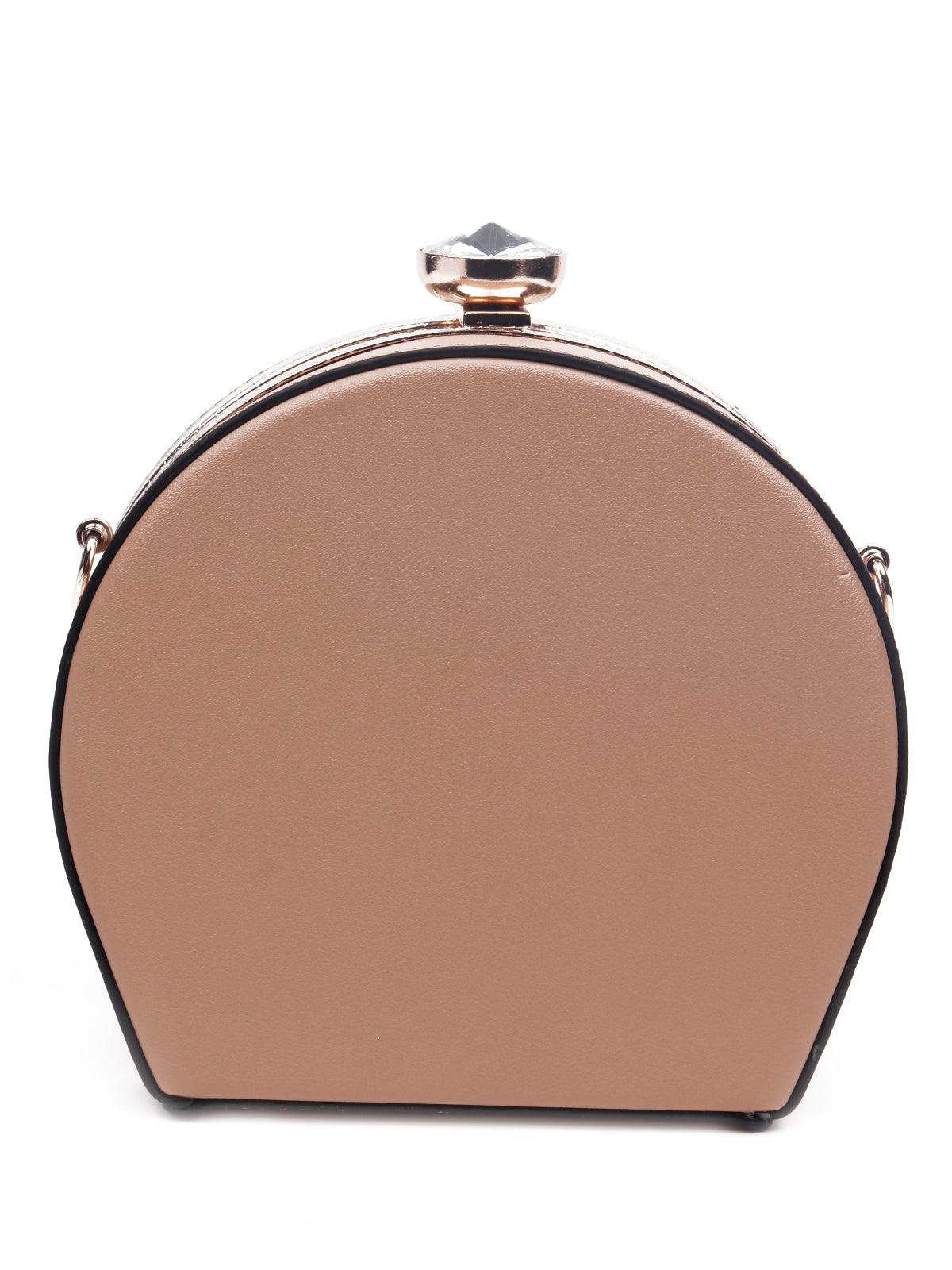 Odette Women Beige Metal Bow Bag - Image 5