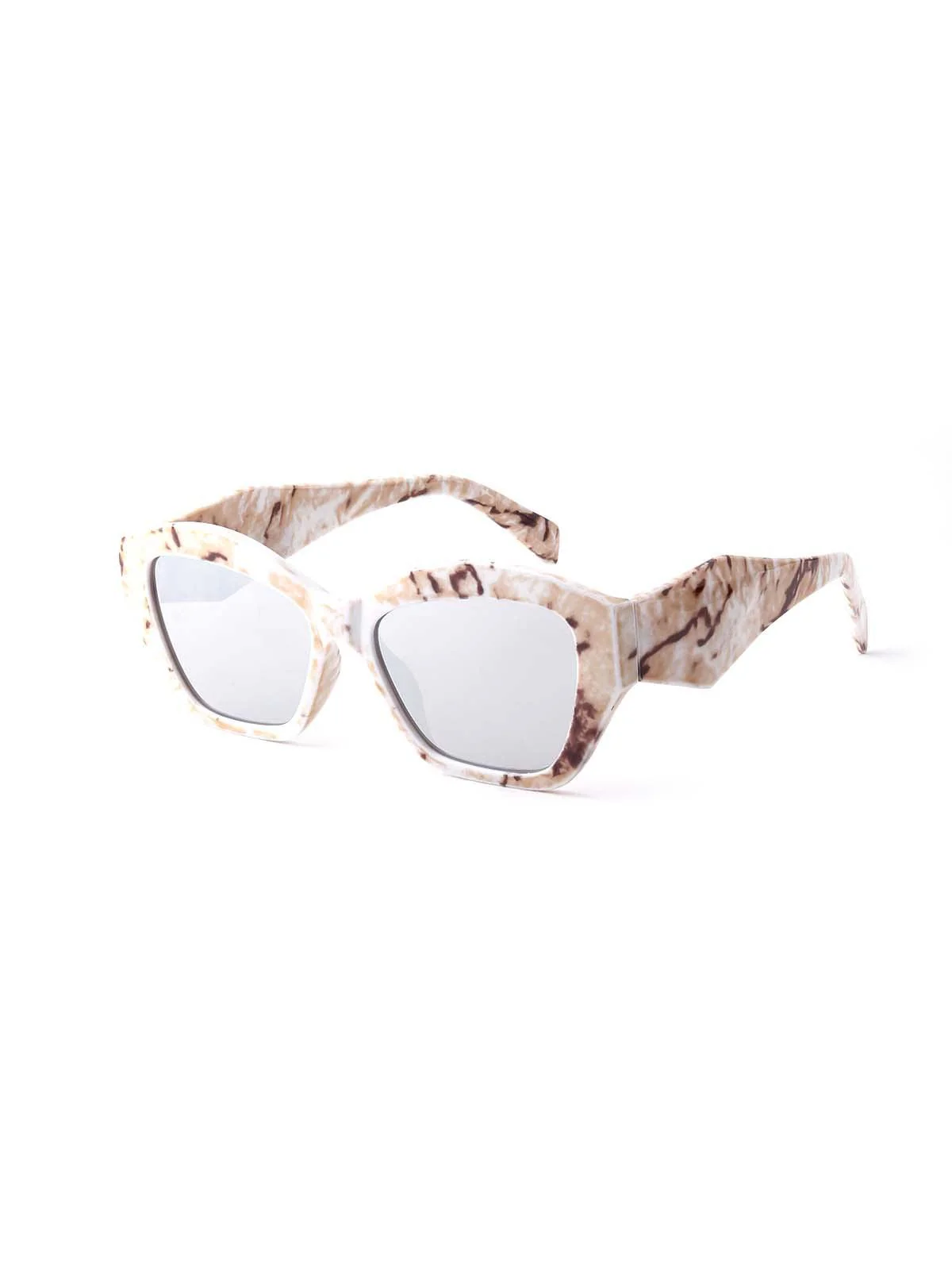 Odette Beige Textured Frame Sunglasses For Women - Image 4