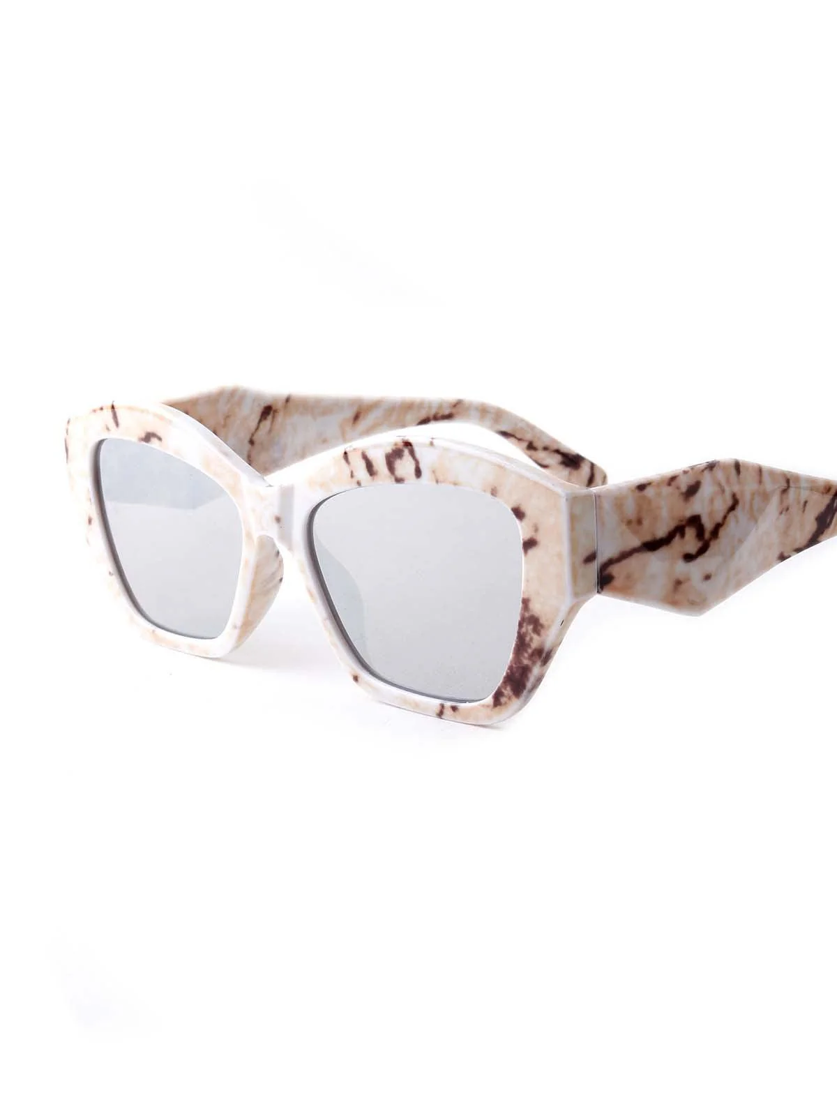 Odette Beige Textured Frame Sunglasses For Women - Image 5