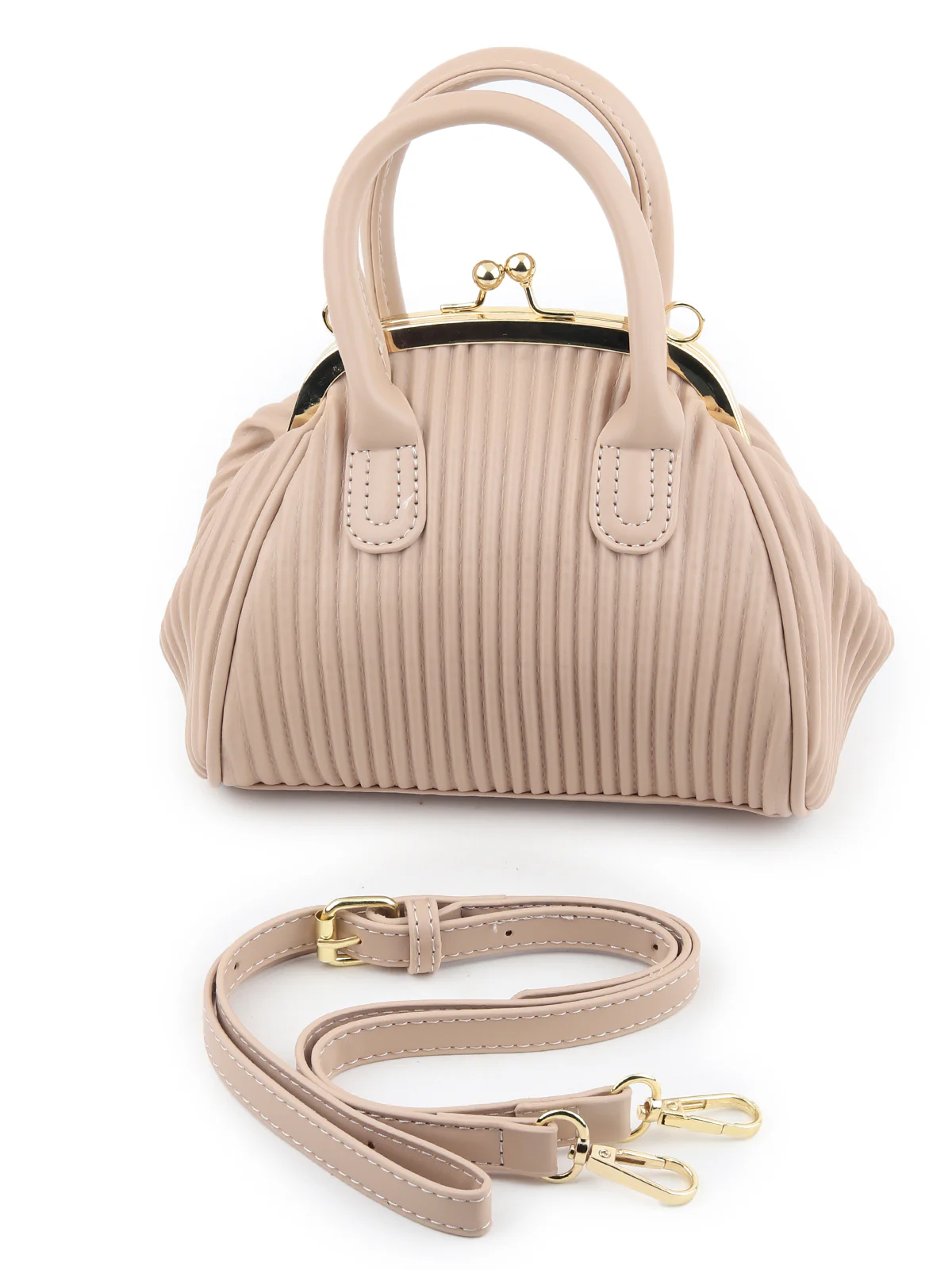 Odette Women Beige Textured Handbag - Image 3