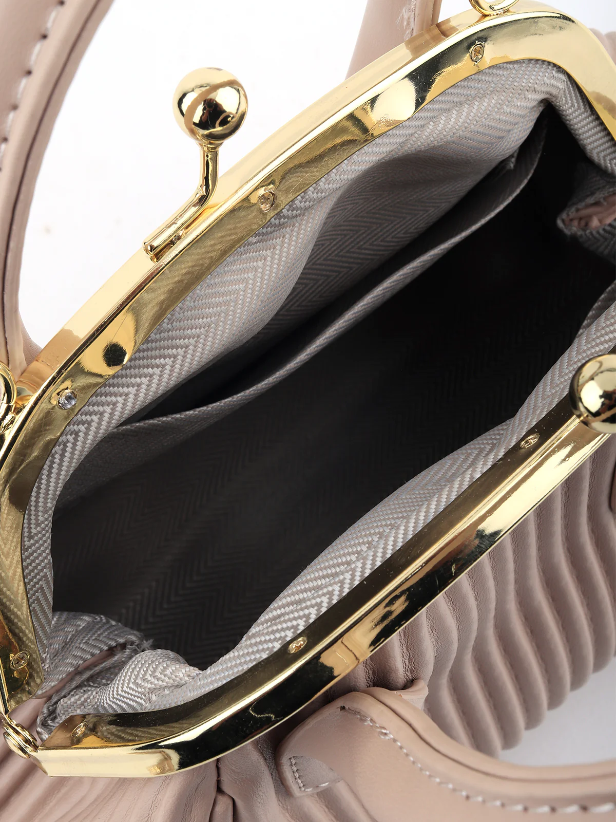Odette Women Beige Textured Handbag - Image 5