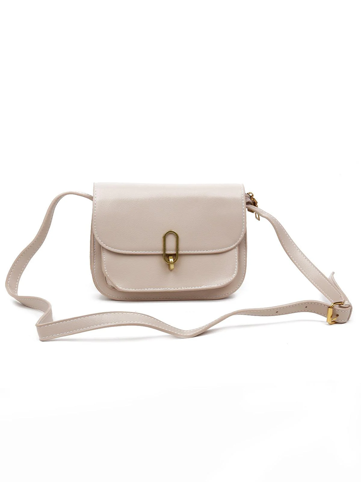 Odette Women Beige Metal Sling Bag - Image 3