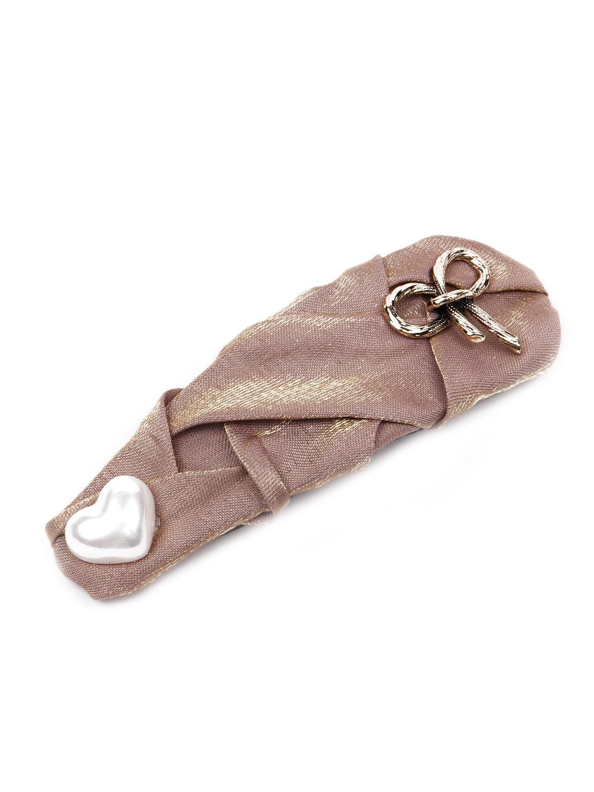 Odette Women Beige Wrapped Cute Embellished Hair Clip - Image 3