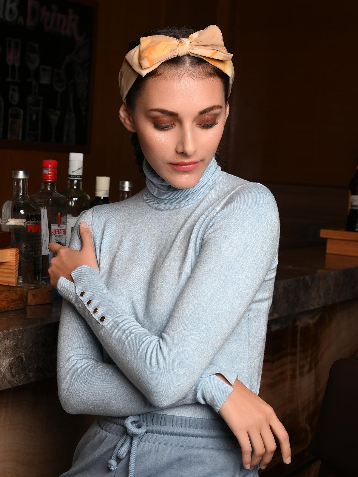 Odette Women Beige-Yellow Printed Sober Hairband - Image 2