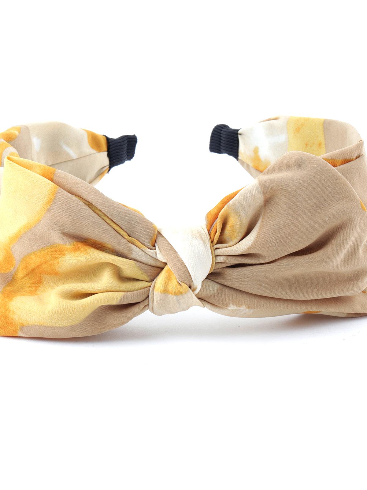 Odette Women Beige-Yellow Printed Sober Hairband - Image 7