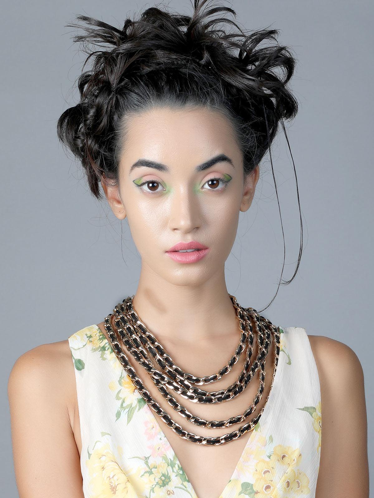 Odette Women Black And Gold Exquisite Statement Necklace