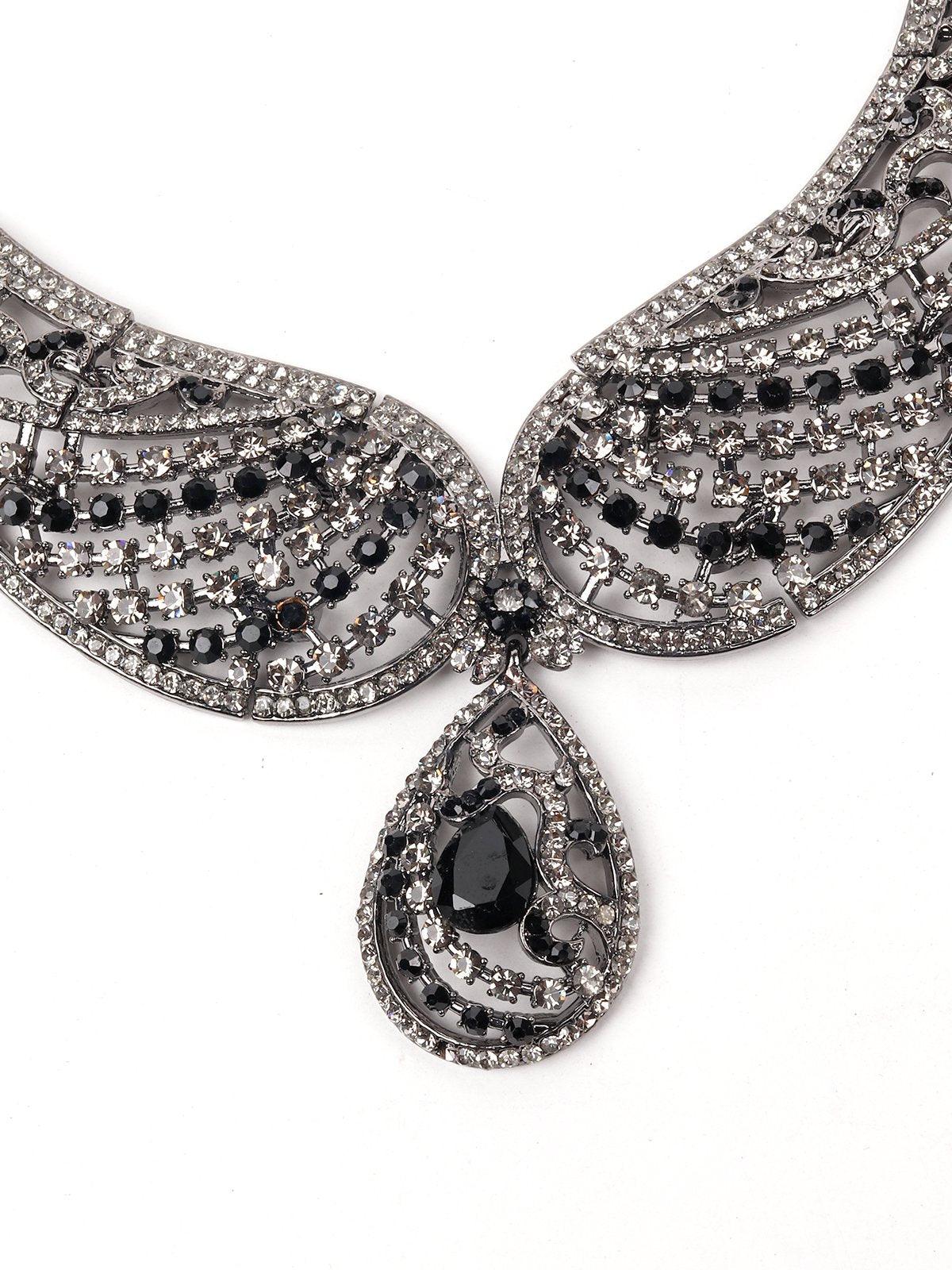 Odette Women Black And Silver Stone Metal Set - Image 2