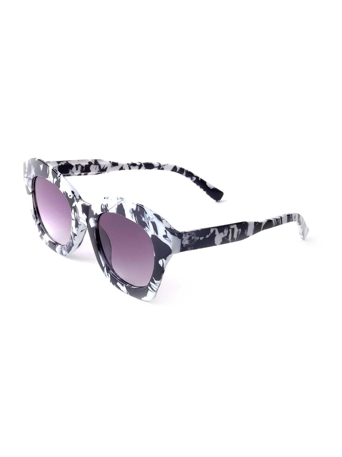 Odette Black And White Textured Frame Sunglasses For Women - Image 4