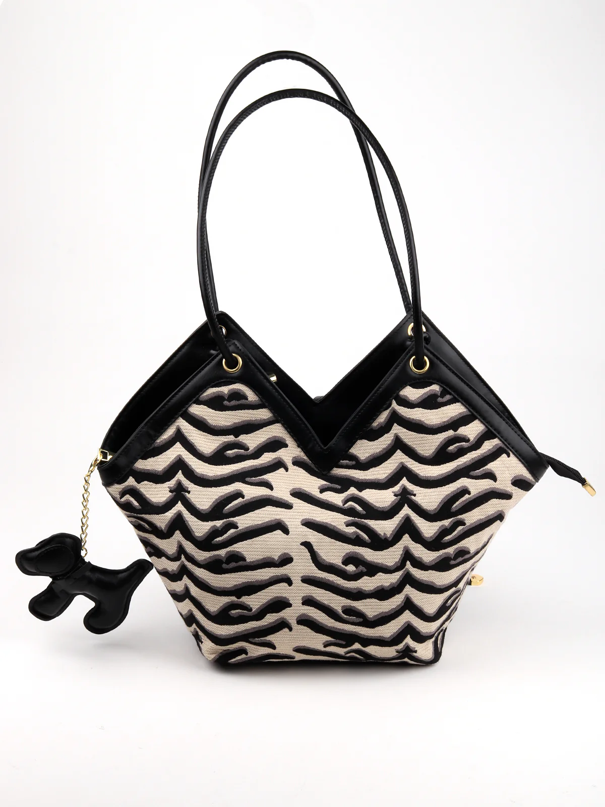 Odette Women Black And White Textured Handbag - Image 3