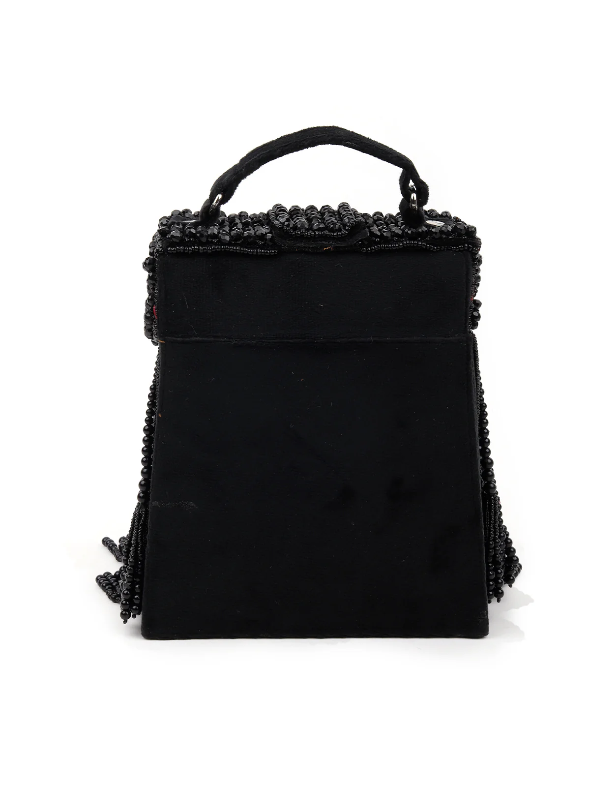 Odette Women Black Beaded Sling Bag With Tassels - Image 6