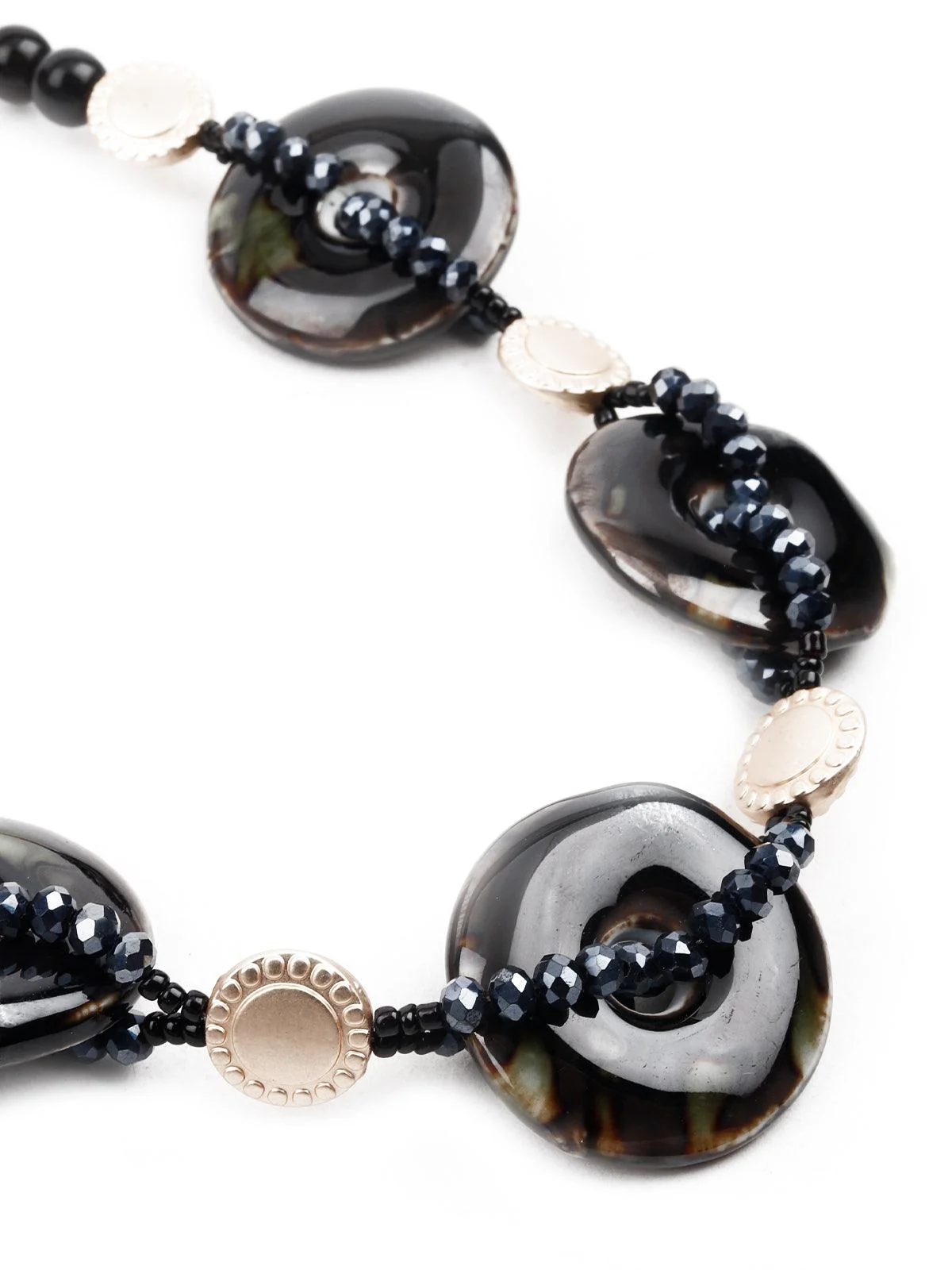 Odette Women Black Beaded Long Necklace - Image 3