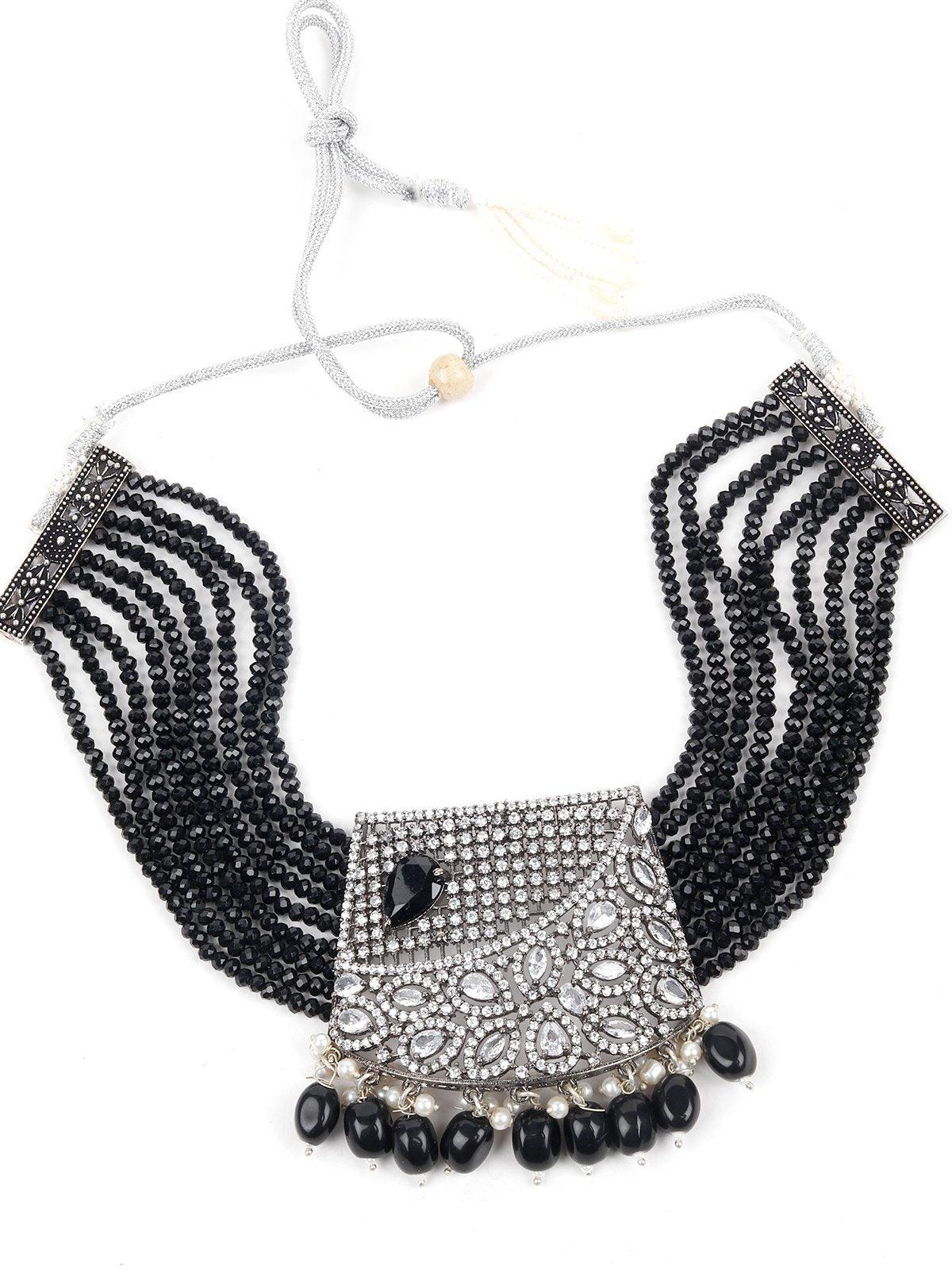 Odette Women Black Beads Necklace Set - Image 3