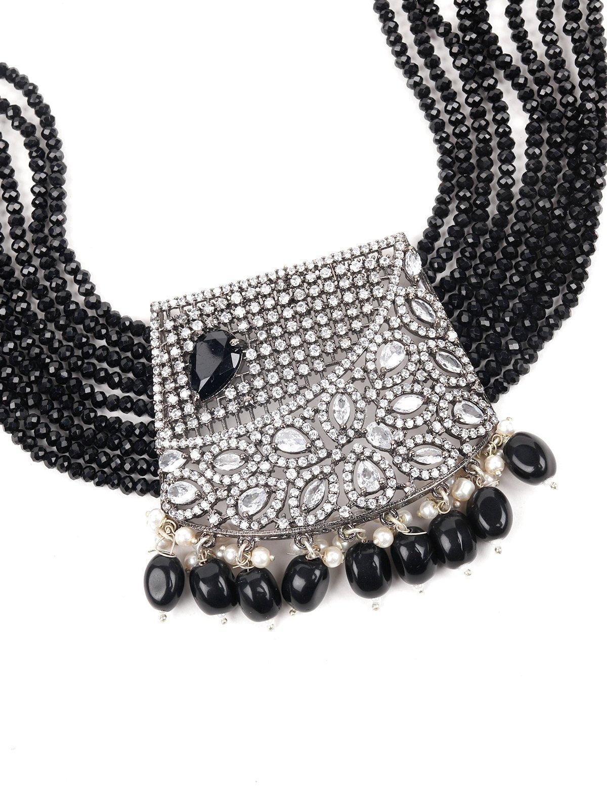 Odette Women Black Beads Necklace Set - Image 4