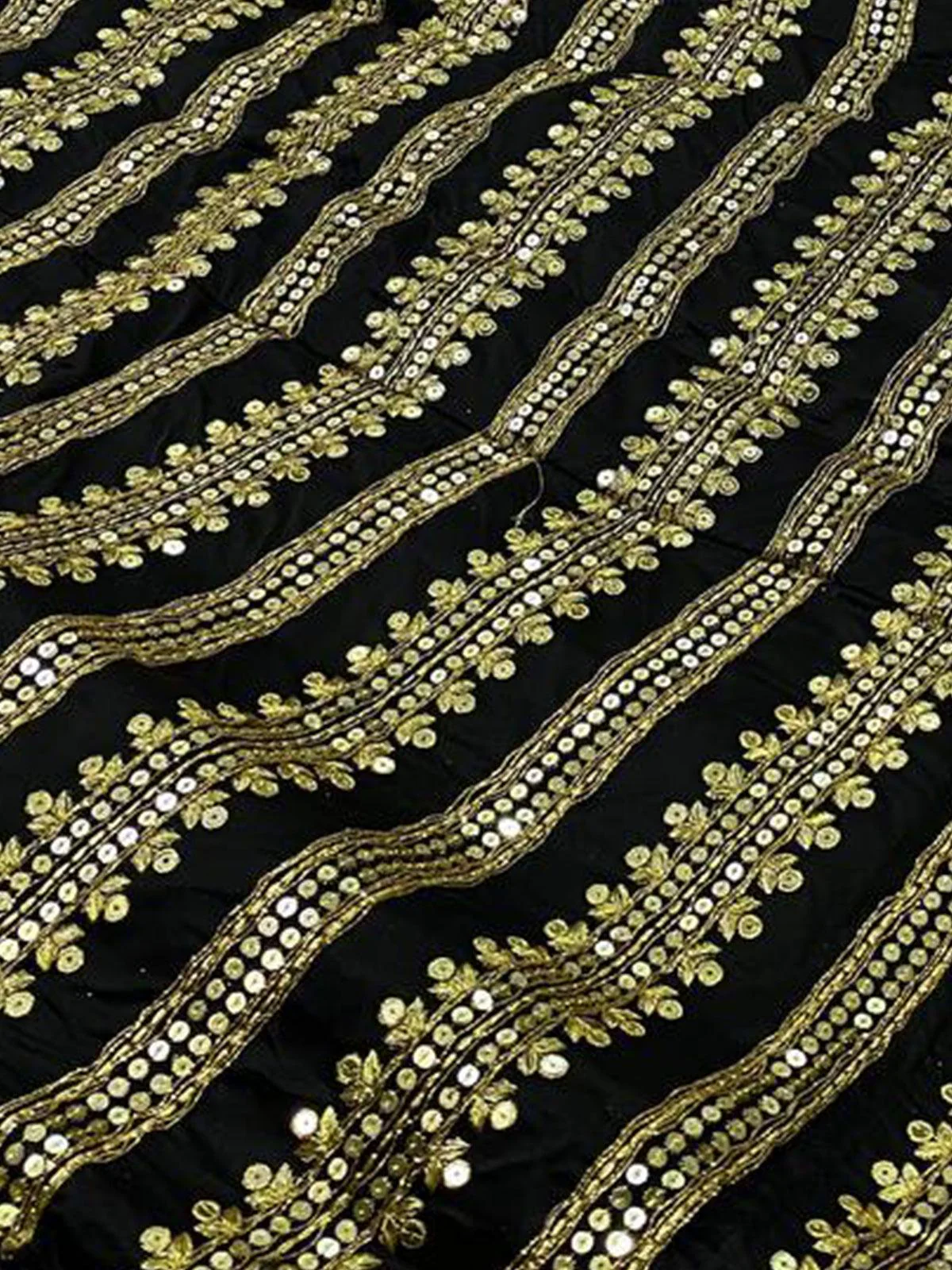 Odette Women Black Sequence Semi Stitched Lehenga With Unstitched Blouse - Image 6