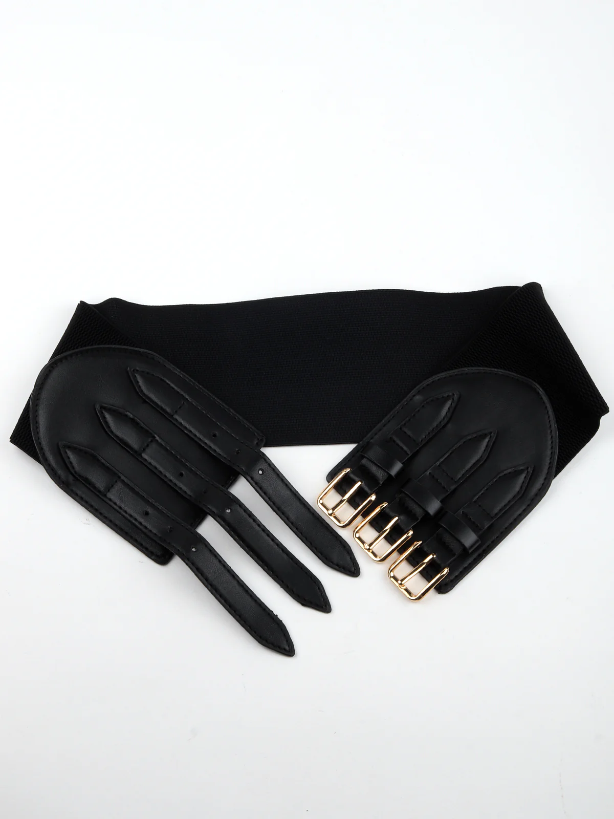 Odette Women Black Elastane Belt With Buckle Patterns - Image 3