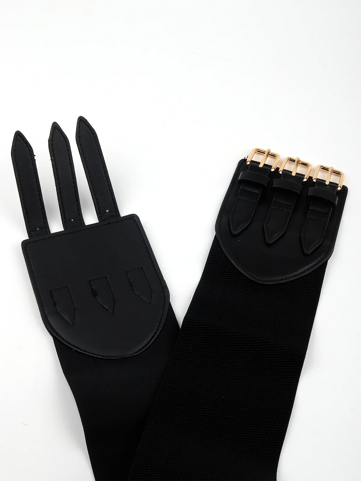 Odette Women Black Elastane Belt With Buckle Patterns - Image 5
