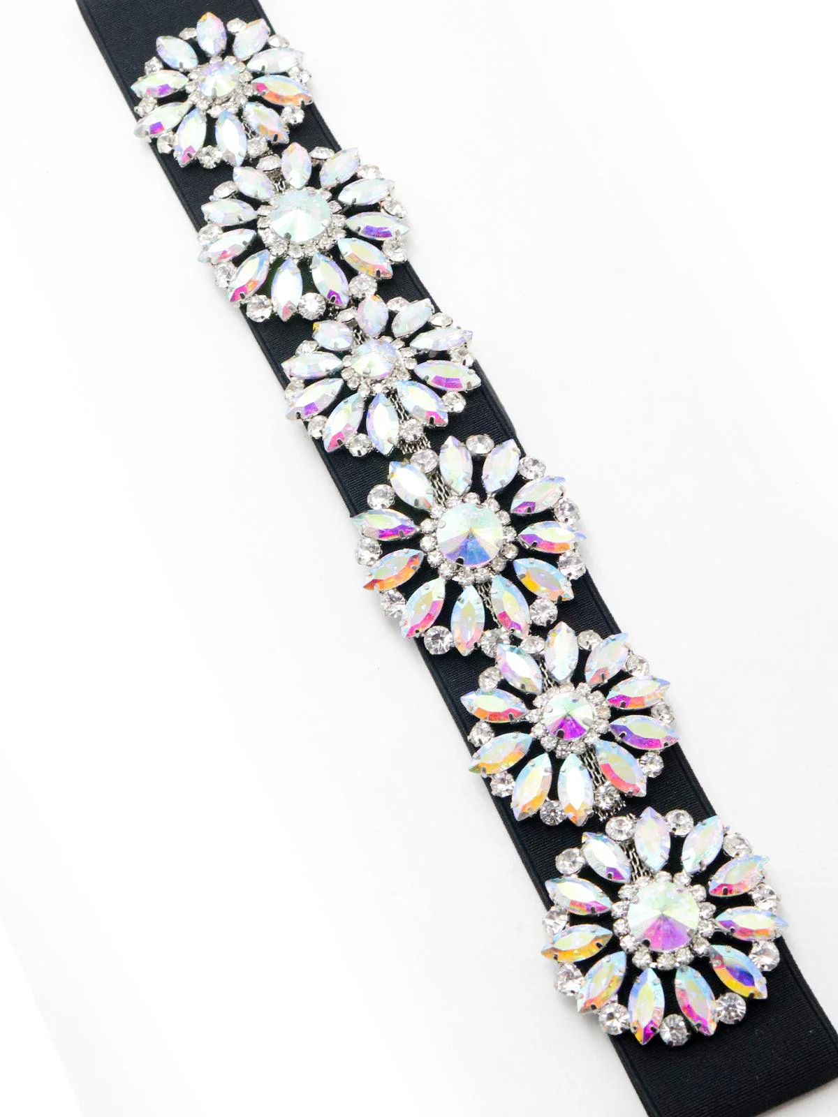 Odette Women Black Elasticised Glittery Gem Waist Belt - Image 4
