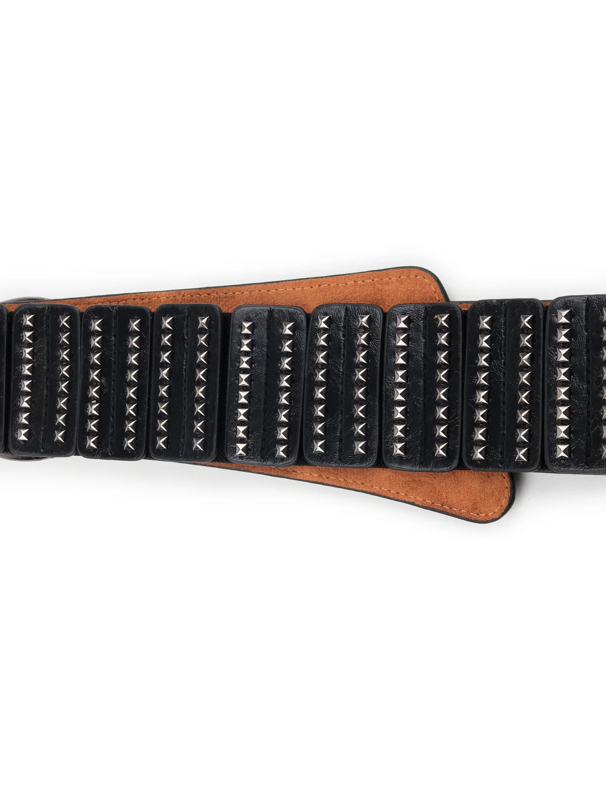 Odette Women Black Faux Leather Belt Embellished With Metal Details - Image 6