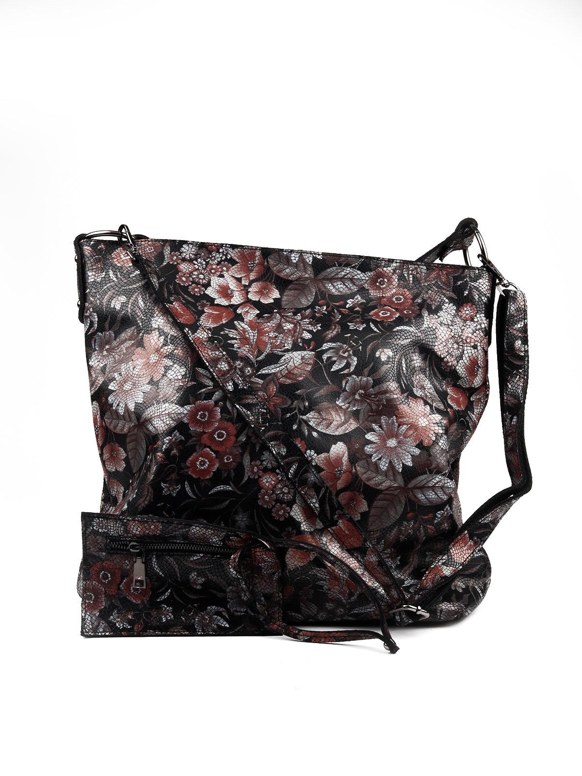 Odette Women Black Floral Printed Tote Bag - Image 7