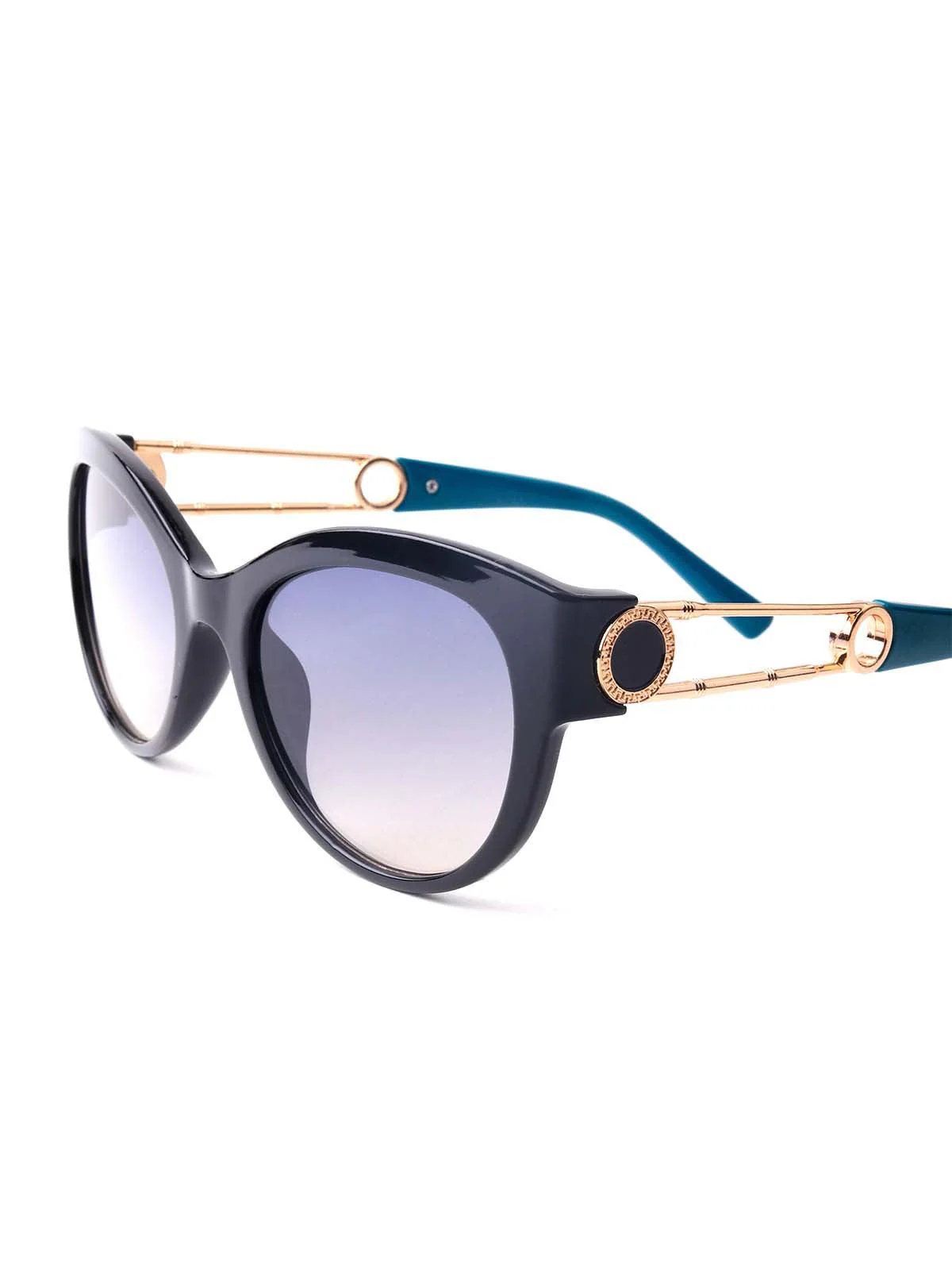 Odette Women Black Frame Classic Flared Sunglasses - Image 6