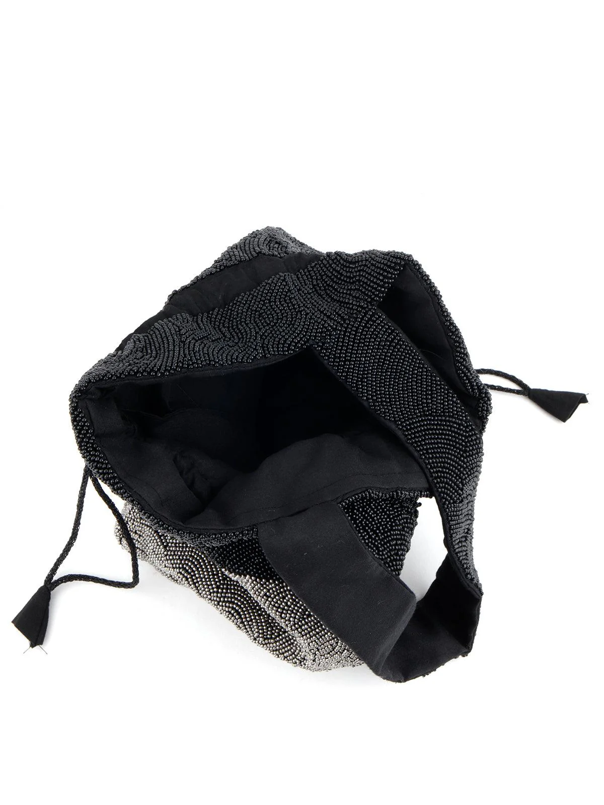 Odette Women Black-Grey Beaded Tailored Potli - Image 5