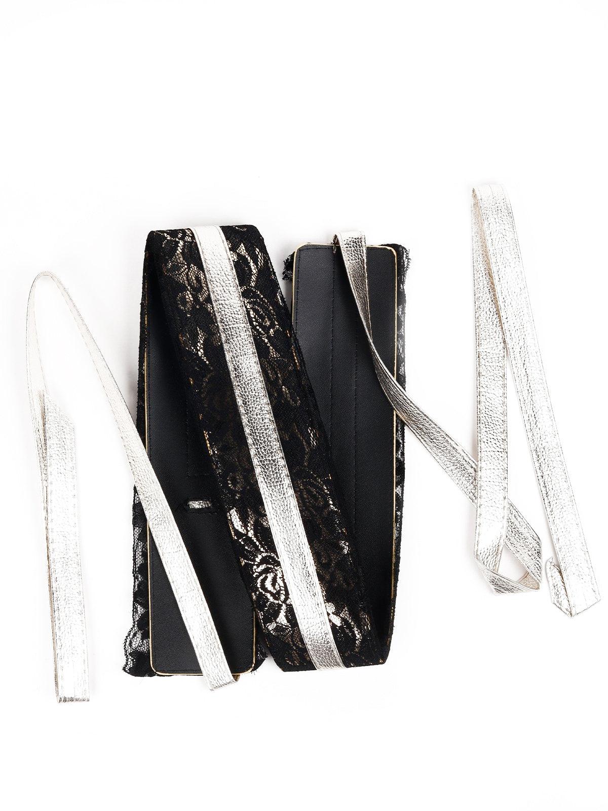 Odette Women Black Lace And Gold Leatherette Belt - Image 4