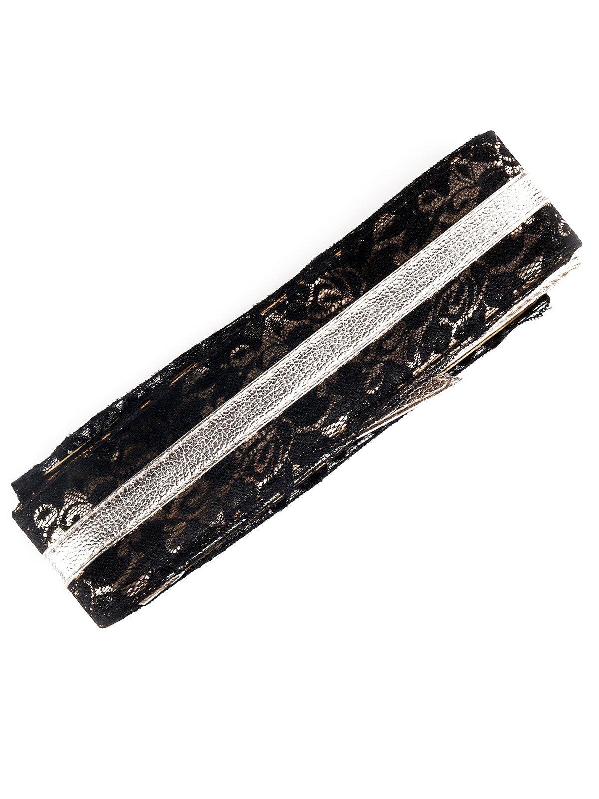 Odette Women Black Lace And Gold Leatherette Belt - Image 5