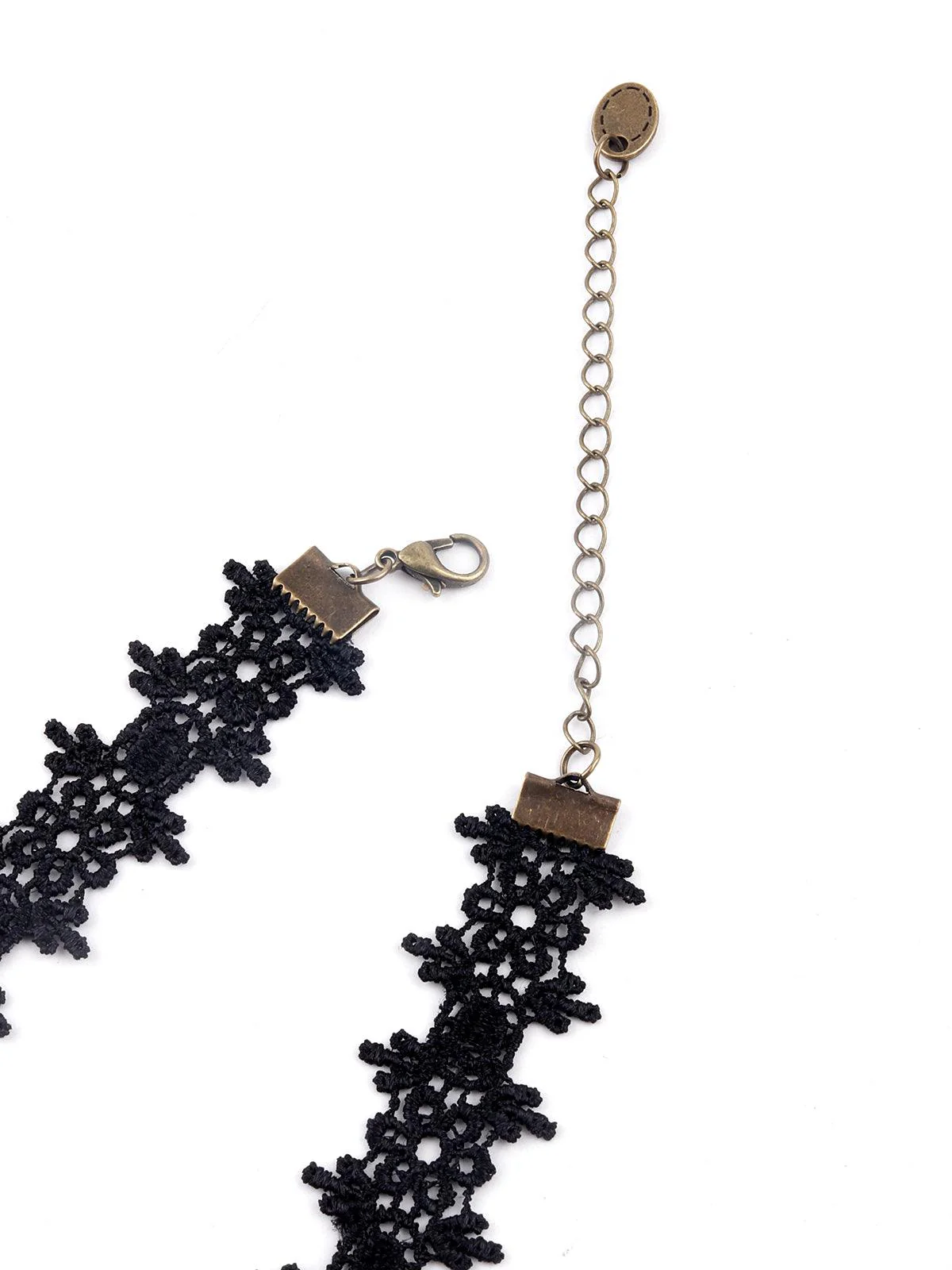 Odette Women Black Lace Statement Necklace Embellished With Charms - Image 6