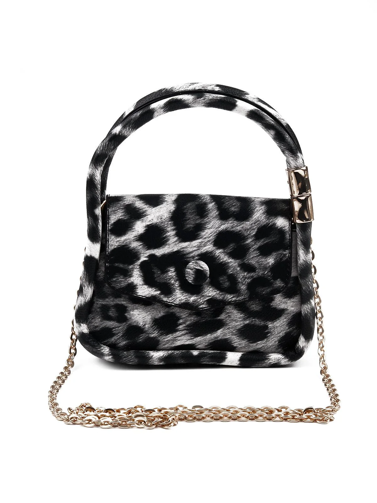Odette Women Black Printed Handle Sling Bag - Image 3