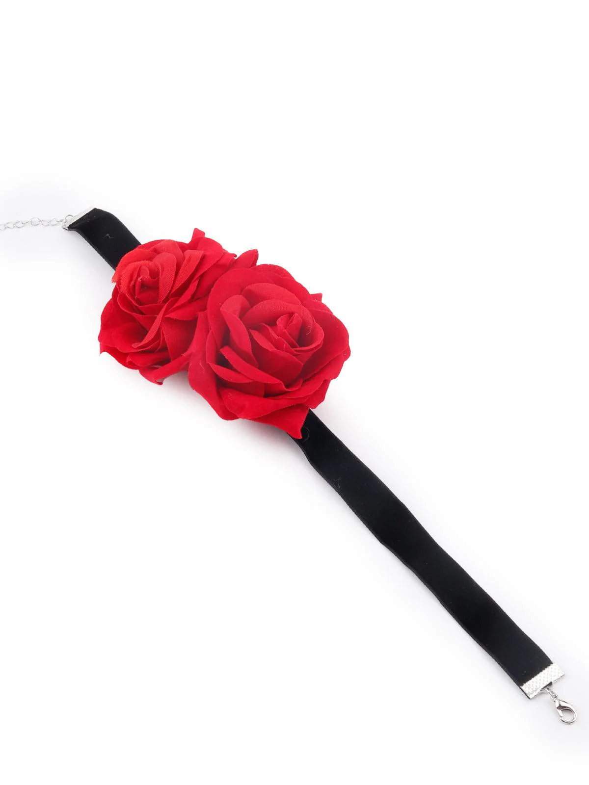 Odette Women Black Red Double Rose Embellished Neckpiece - Image 4