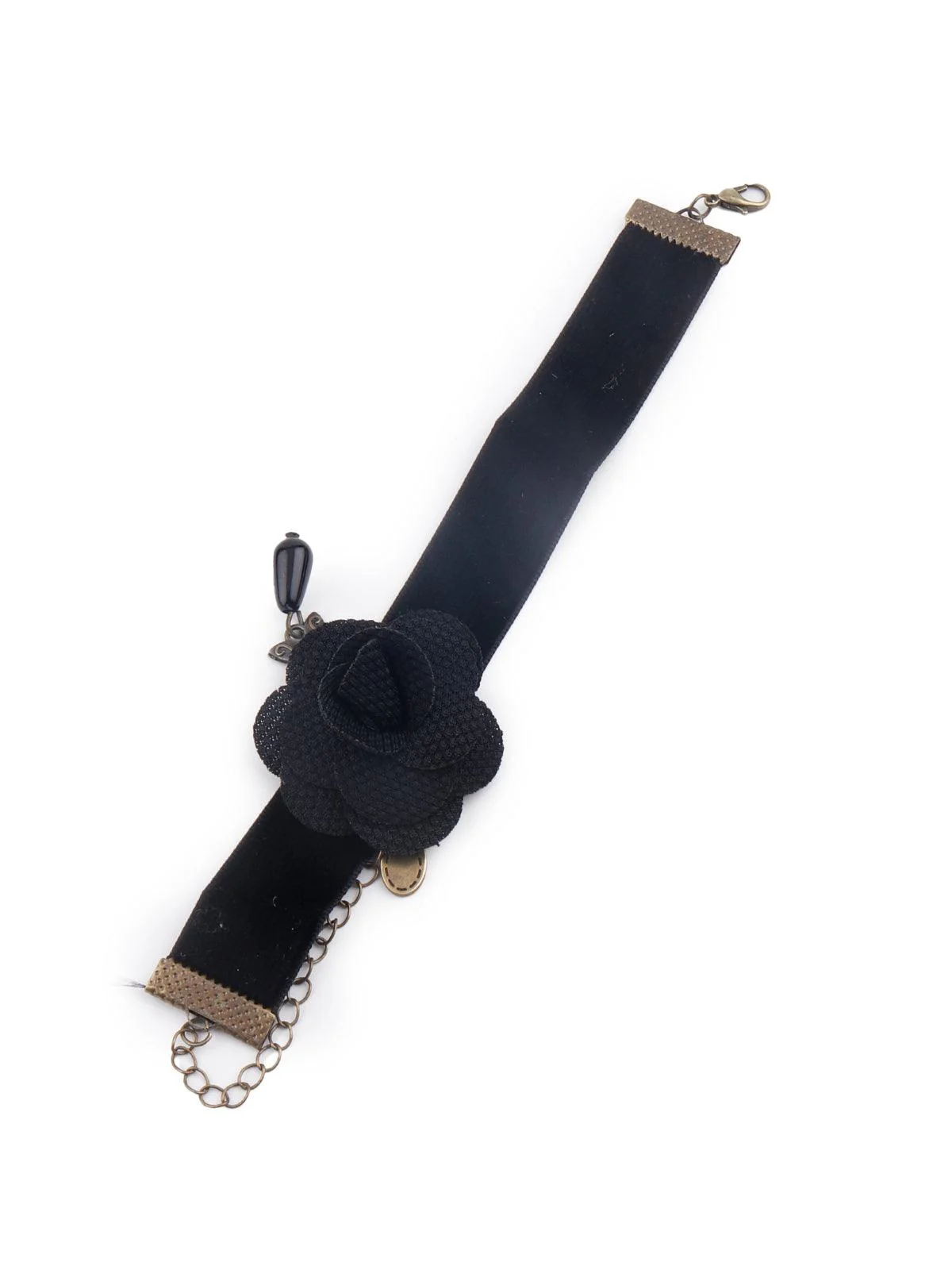 Odette Black Rose Embellished Velvet Anklet For Women - Image 4