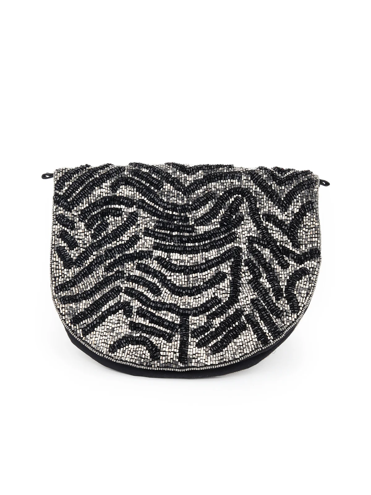 Odette Women Black Soft Fur Handle Beads Bag - Image 4
