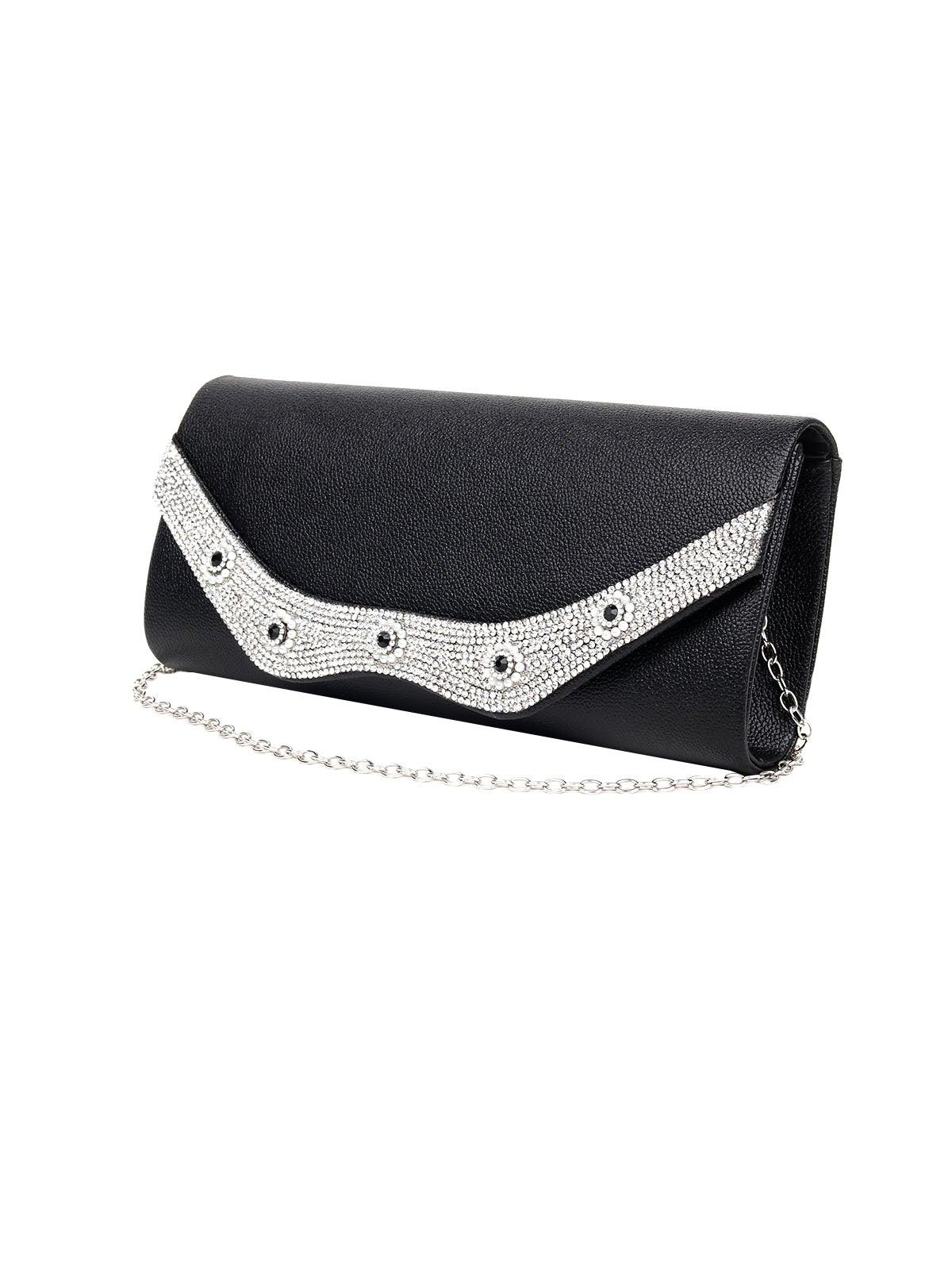Odette Women Black Metal Clutch - Image 4
