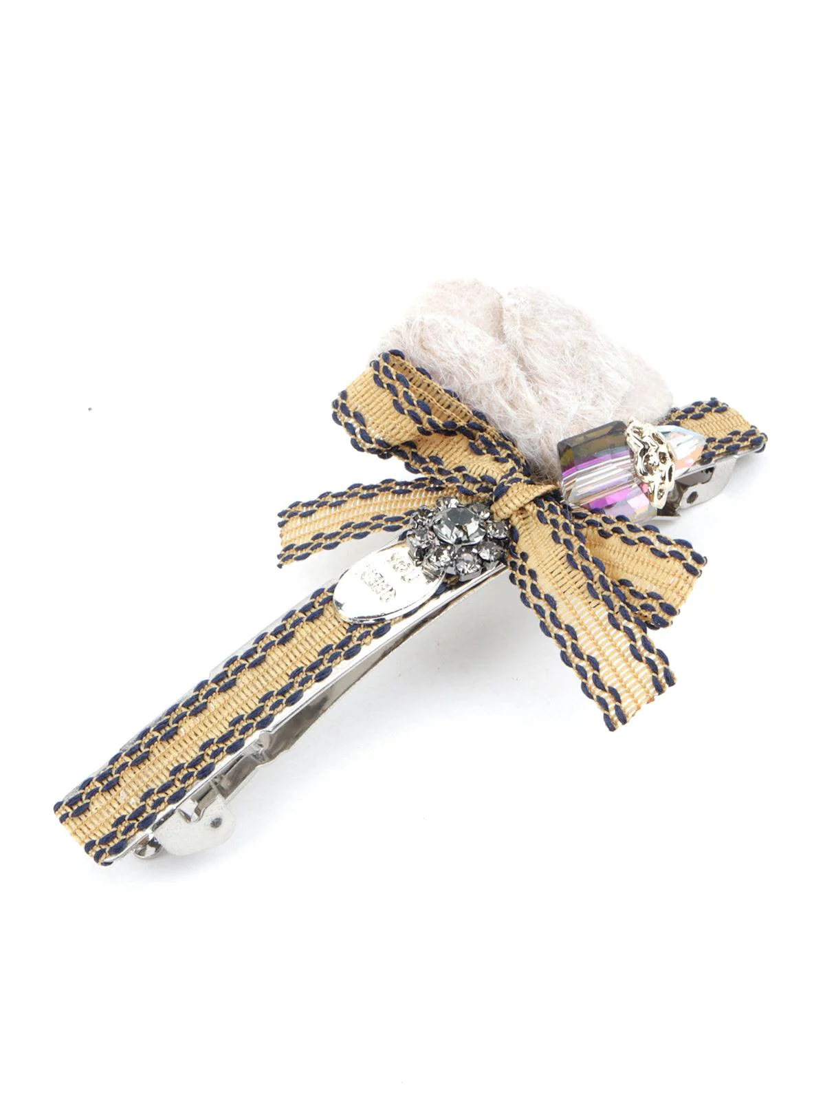 Odette Women Black Felt Leafy Hair Clip - Image 4