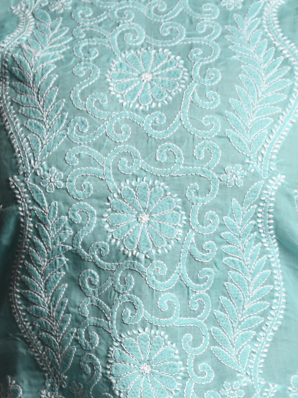 Odette Women Blue Cotton Chikankari Embroidered Stitched Kurta With Dupatta - Image 4