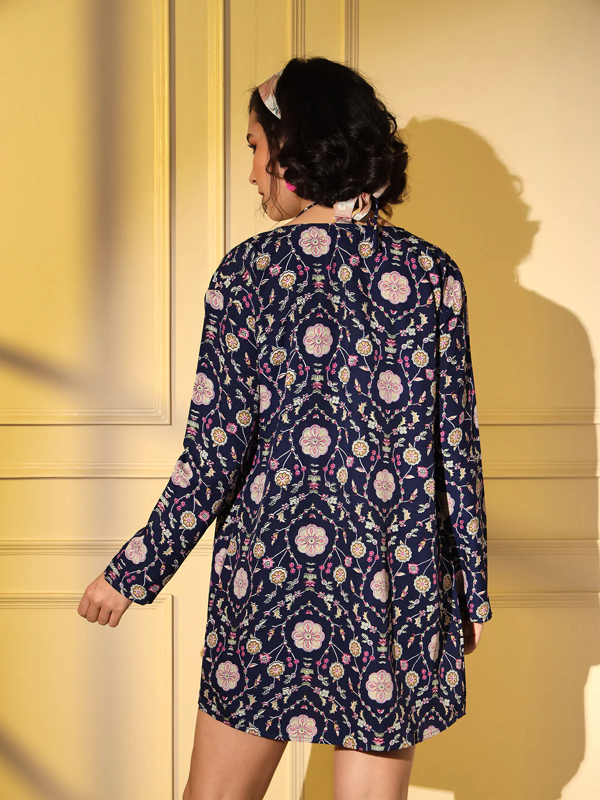 Odette Women Blue Crepe Printed Stitched Co Ord Set - Image 4