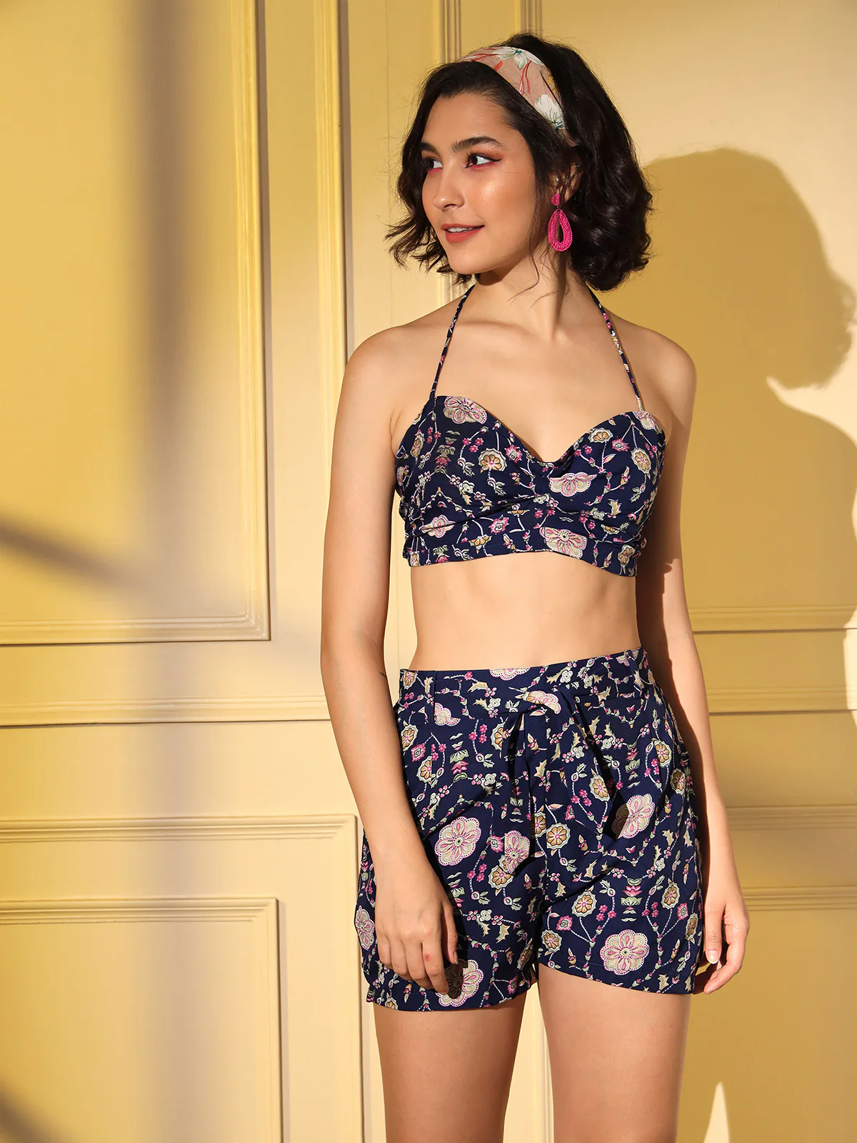 Odette Women Blue Crepe Printed Stitched Co Ord Set - Image 6