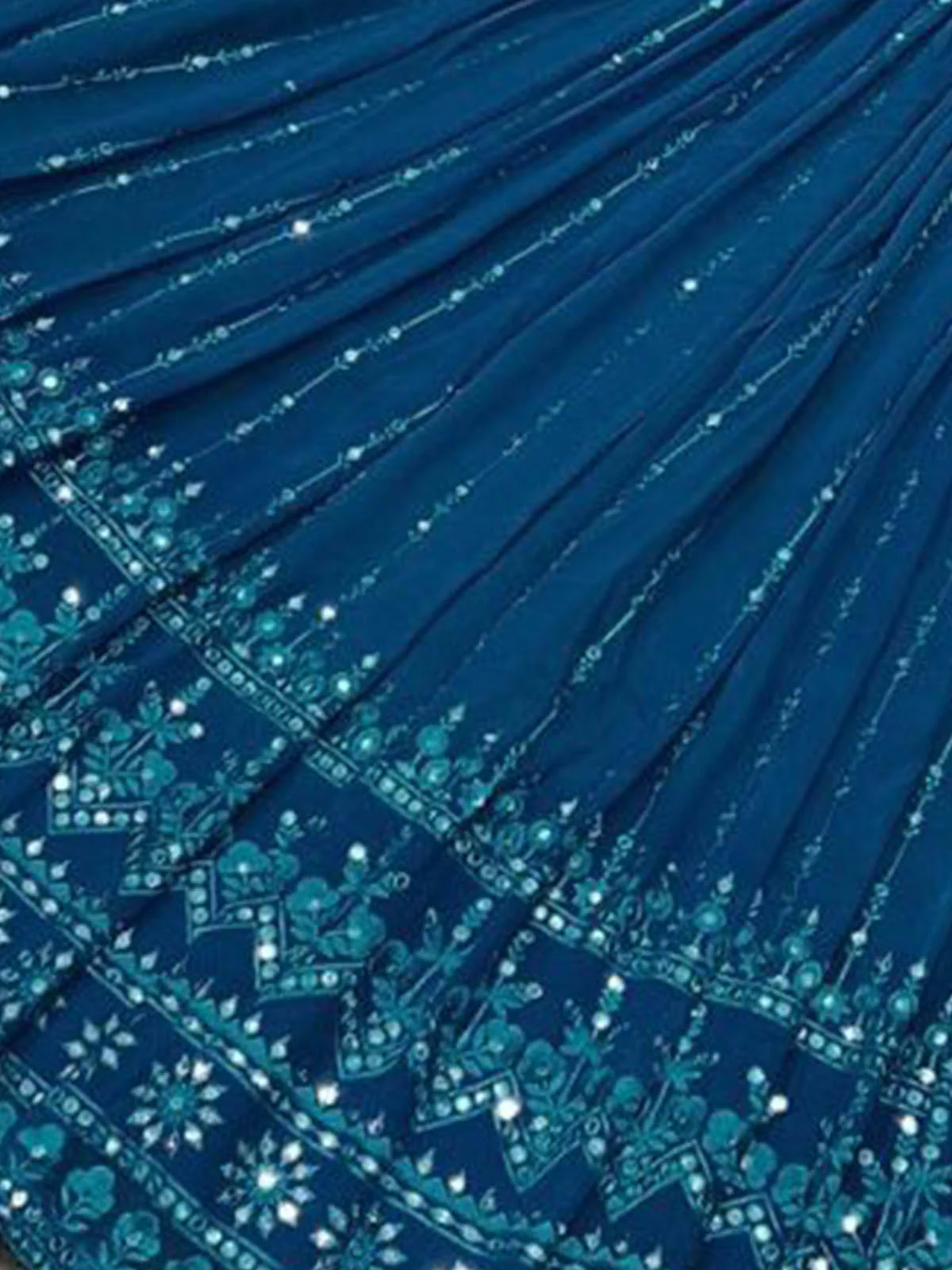 Odette Women Blue Designer Georgette Semi Stitched Lehenga With  Unstitched Blouse - Image 5